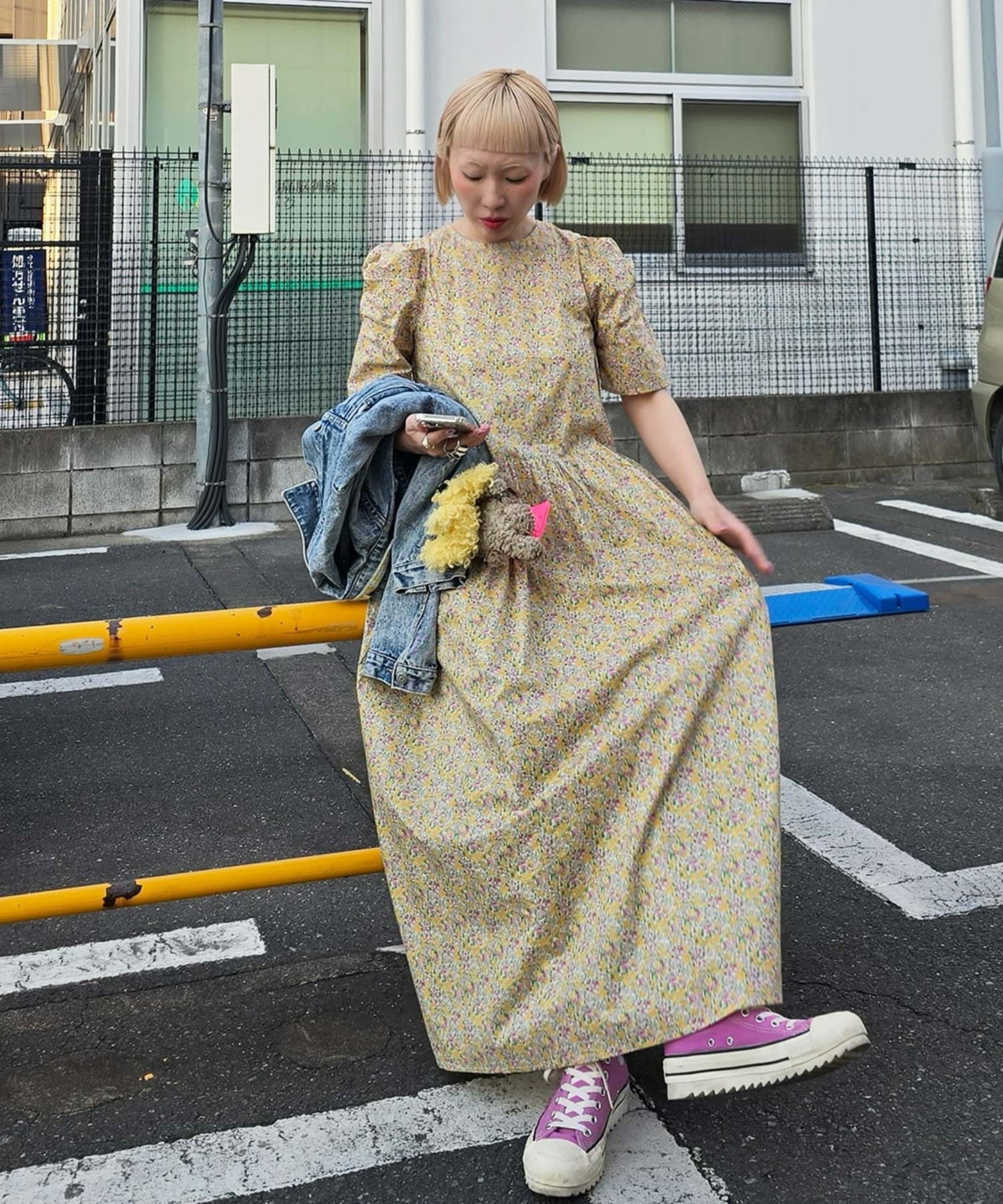 古着っぽワンピ【イエロー】