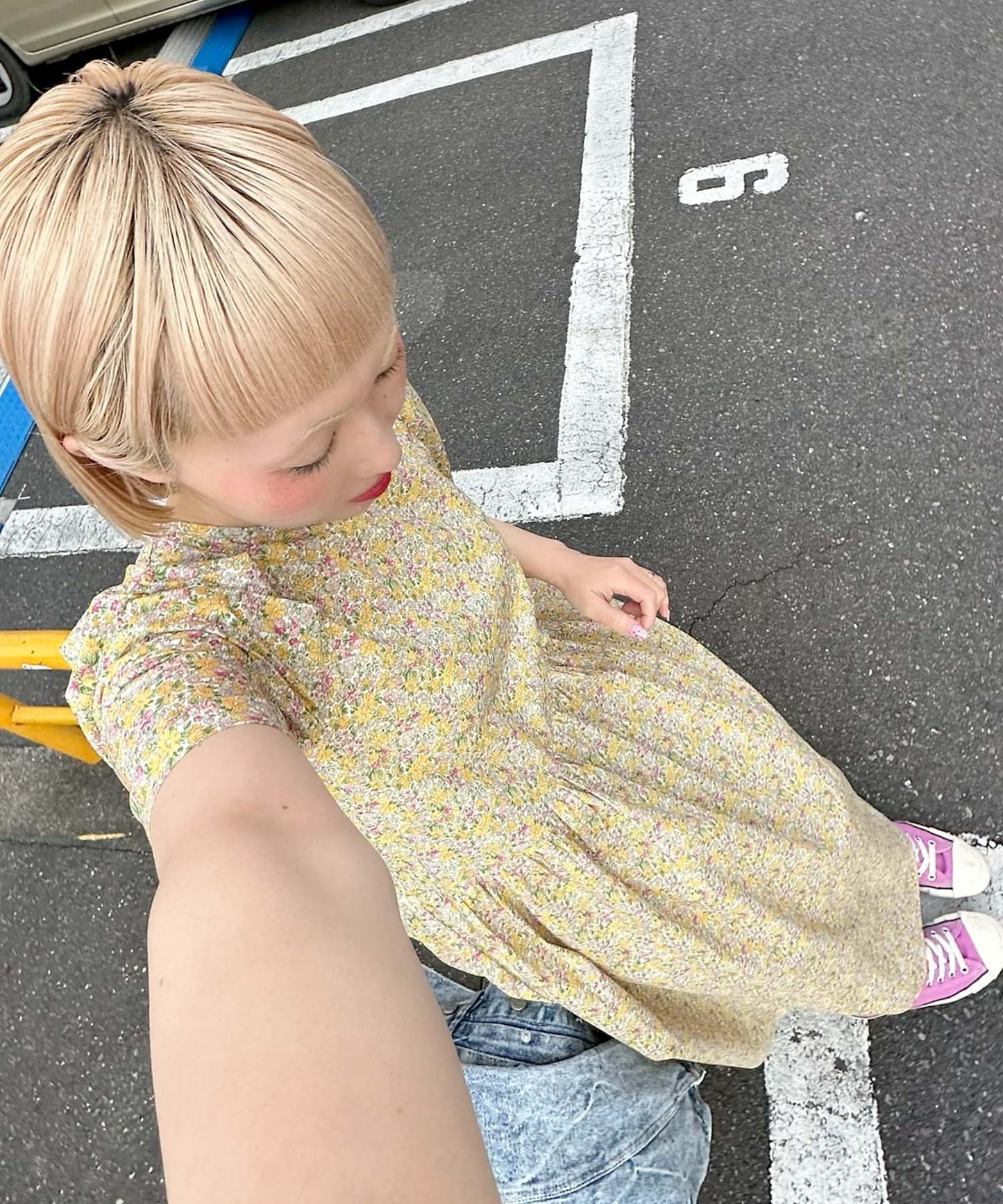 古着っぽワンピ【イエロー】