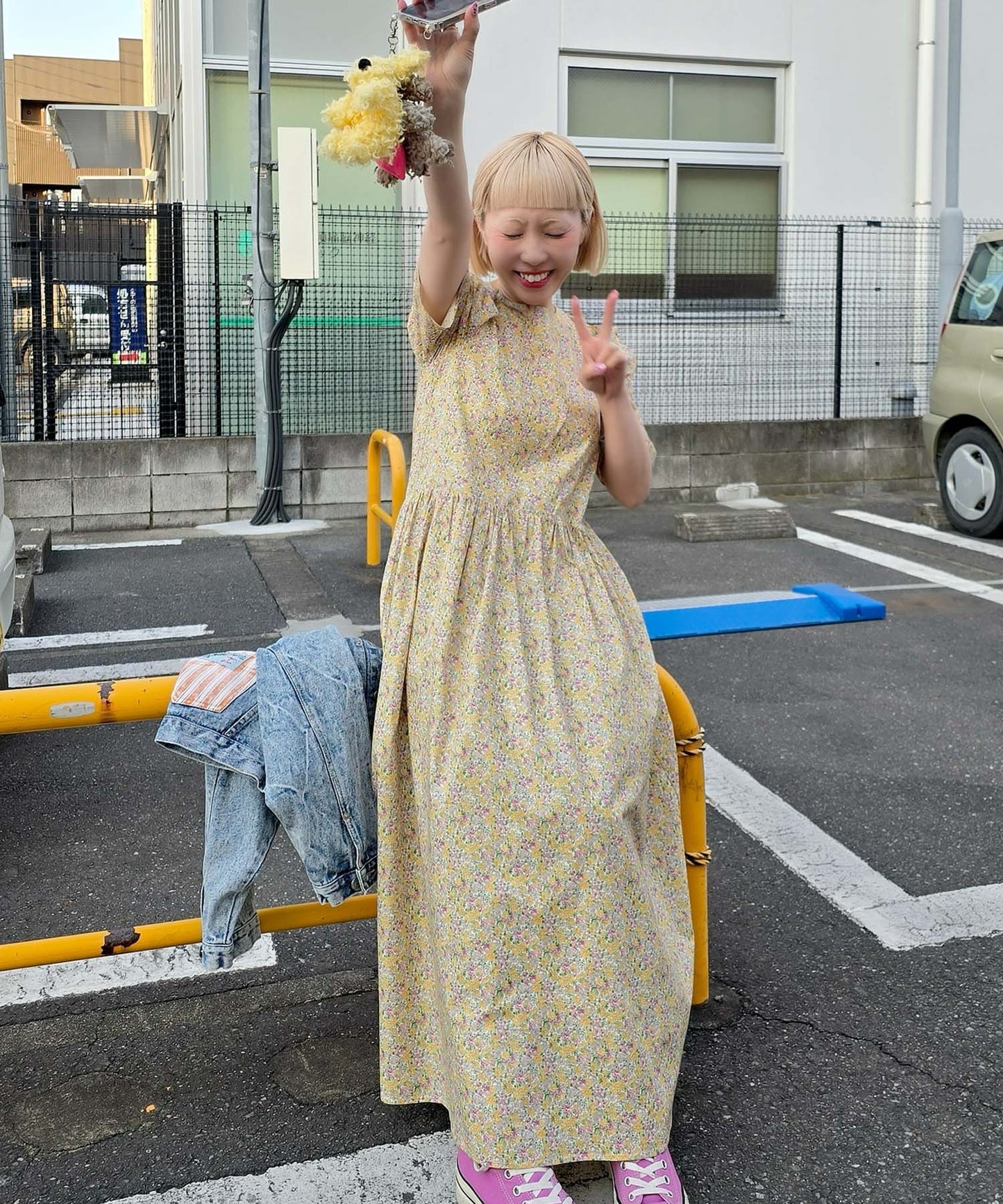 古着っぽワンピ【イエロー】