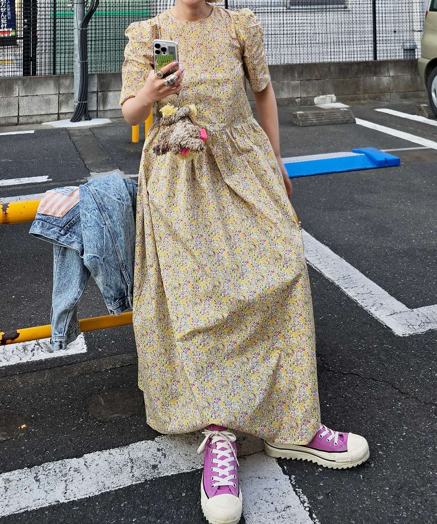 古着っぽワンピ【イエロー】