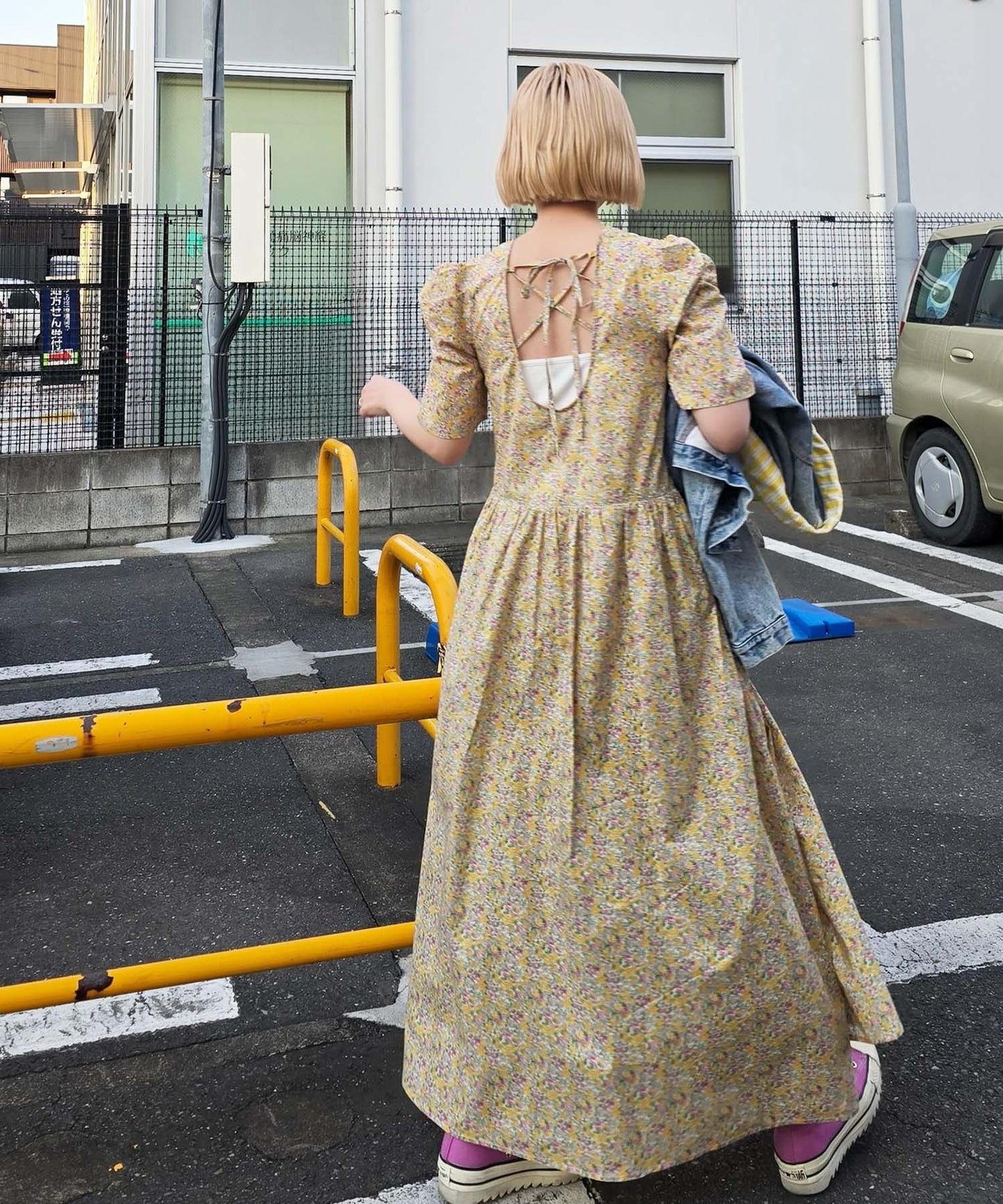 古着っぽワンピ【イエロー】