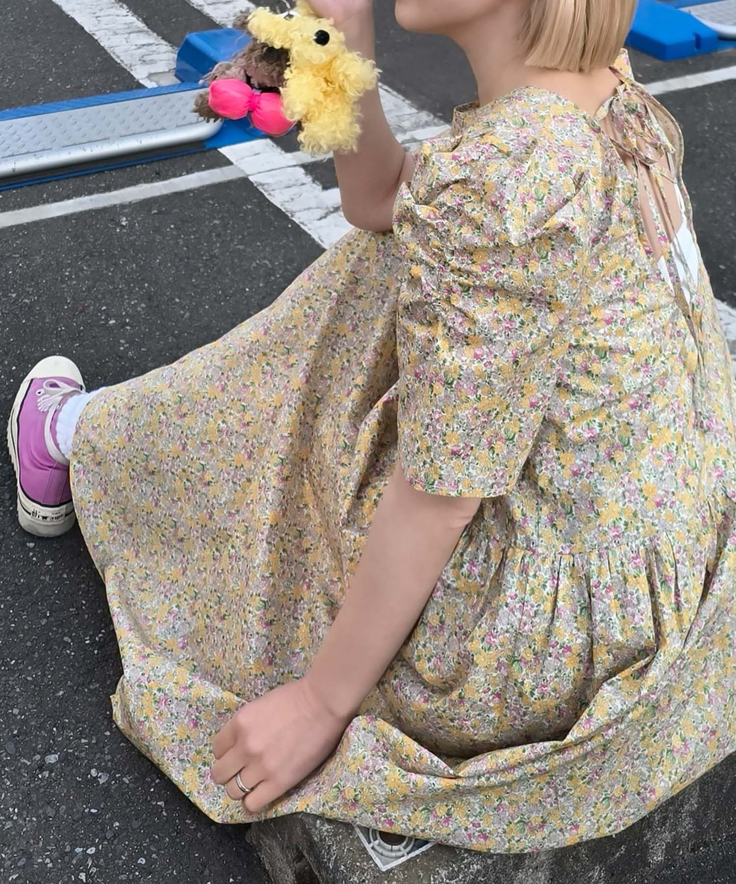 古着っぽワンピ【イエロー】