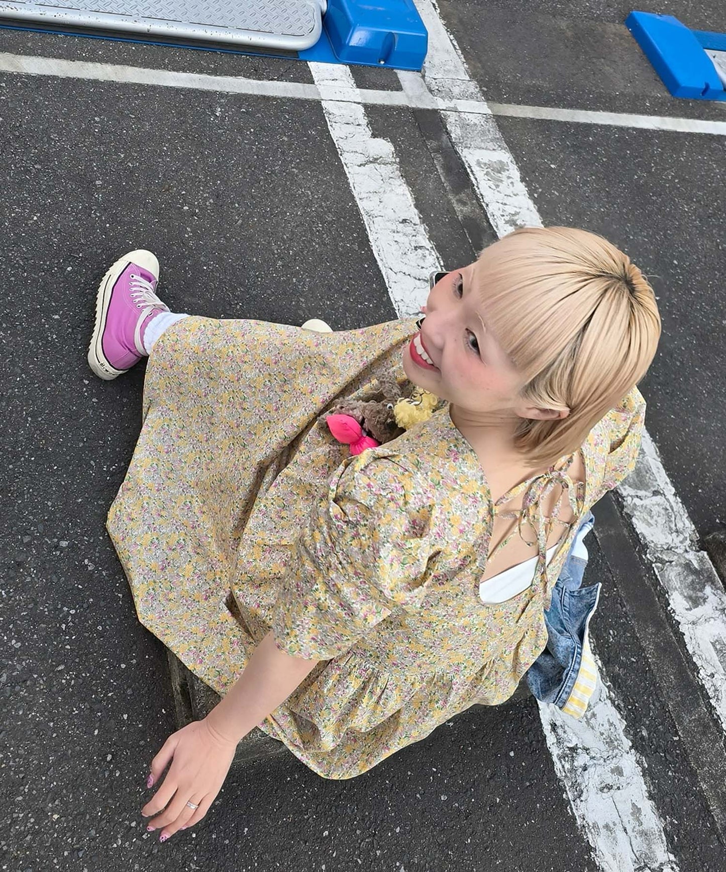 古着っぽワンピ【イエロー】