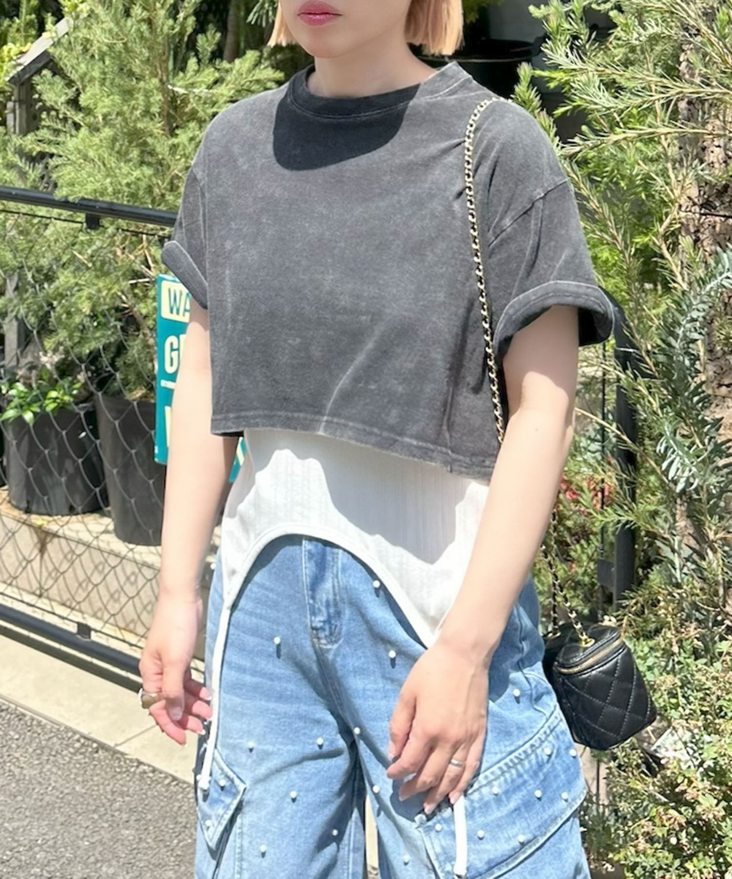 ウォッシュ加工ショートBig T【ブラック】