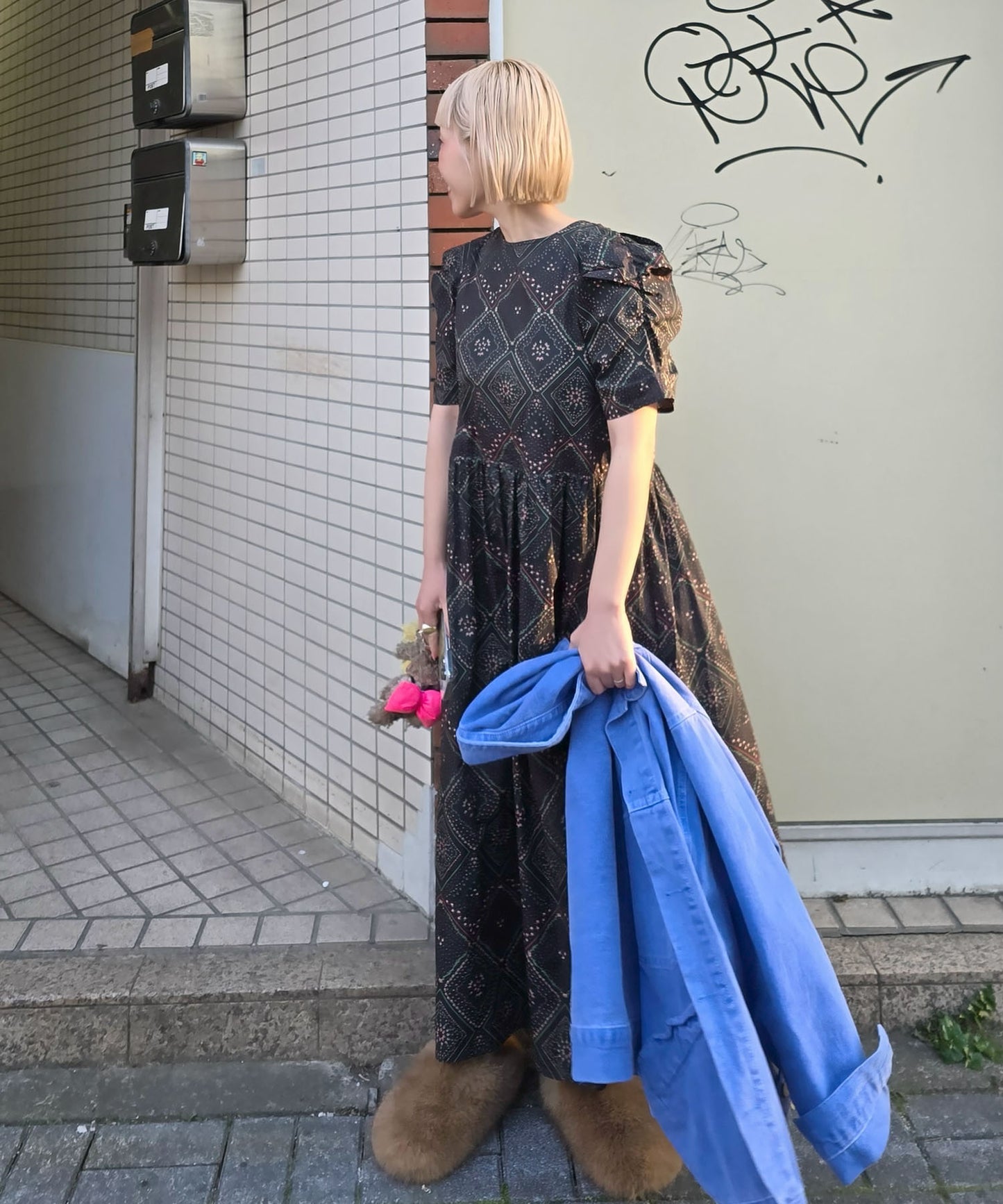 古着っぽワンピ【ブラック系】