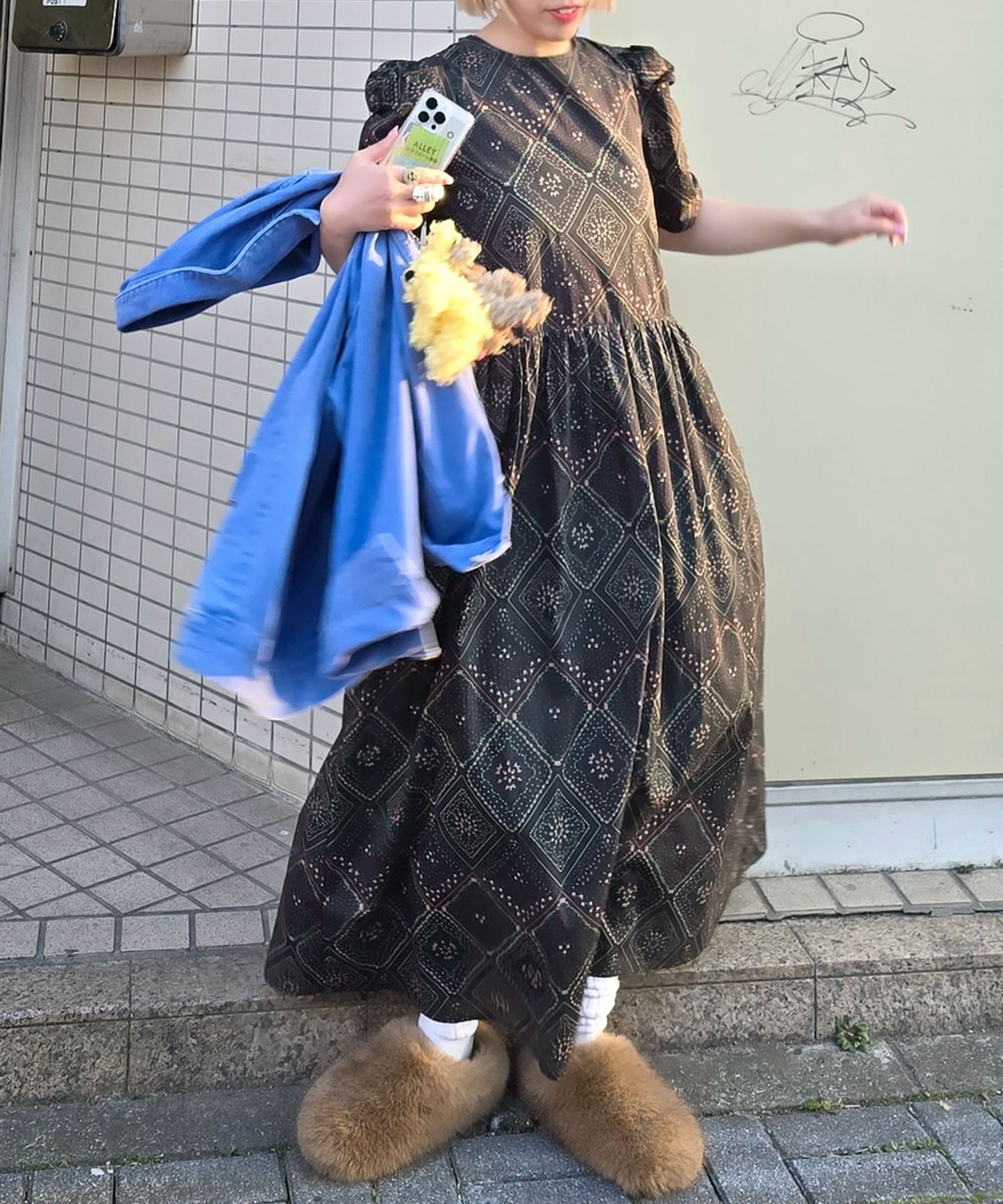 古着っぽワンピ【ブラック系】