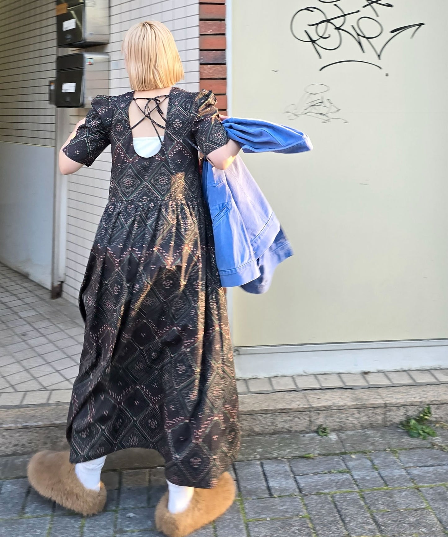 古着っぽワンピ【ブラック系】