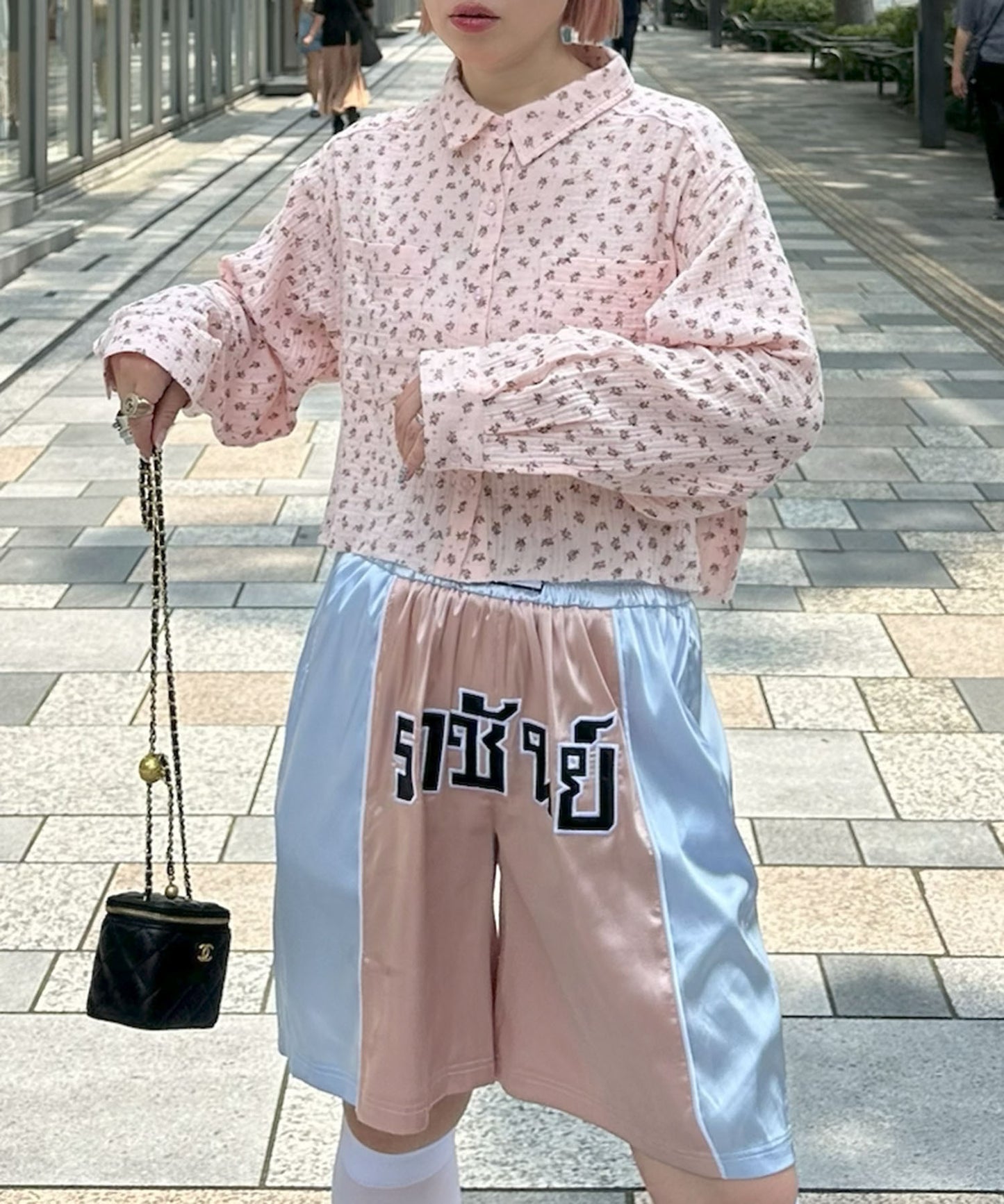 ガーゼ花柄シャツ【ピンク】