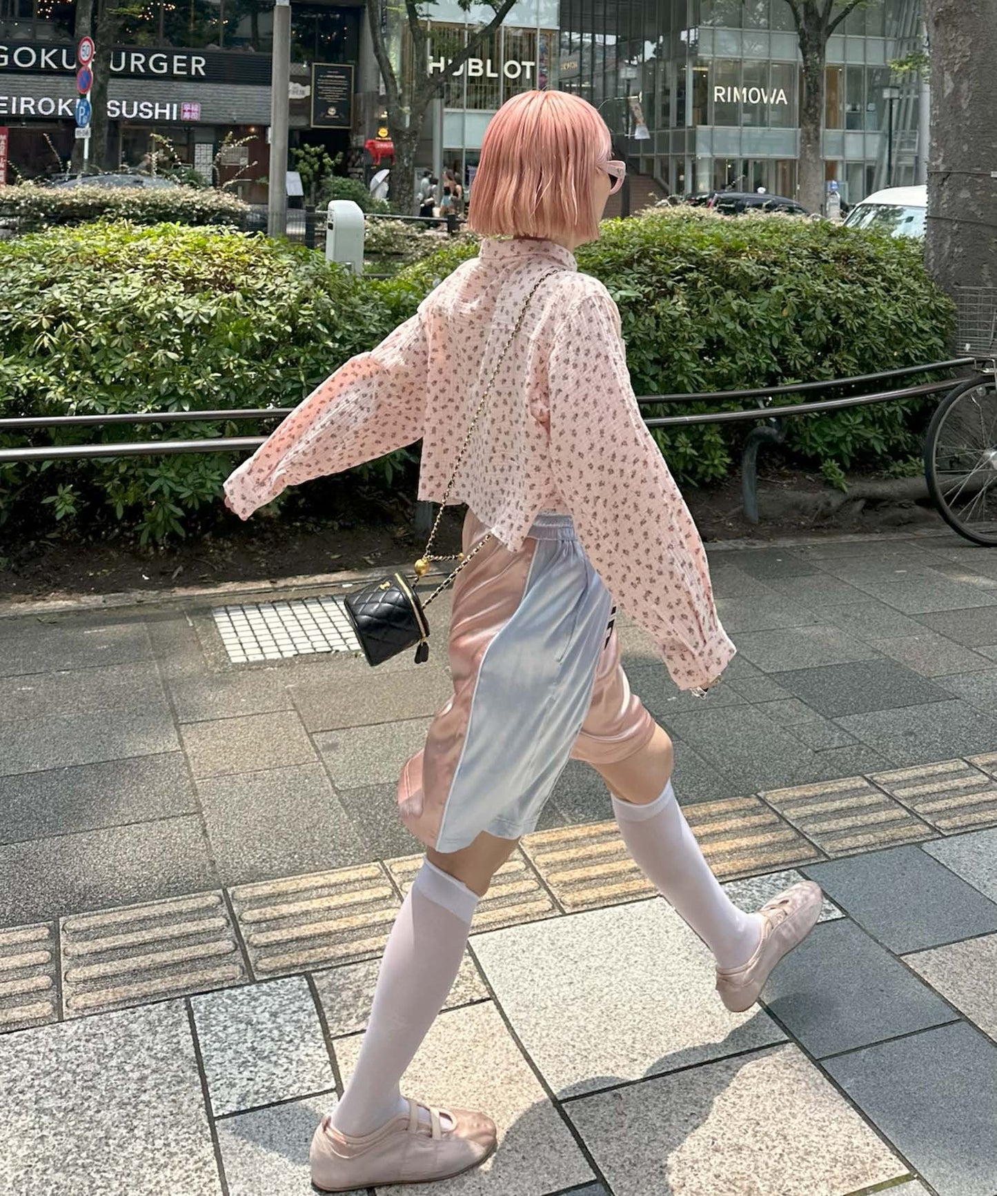 ガーゼ花柄シャツ【ピンク】