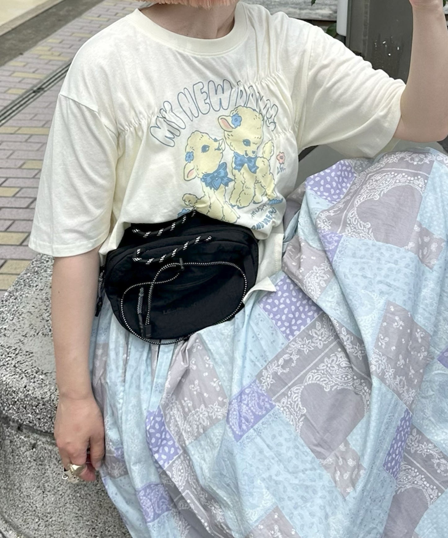 ロンパース風子ヤギシャーリングT【オフホワイト】