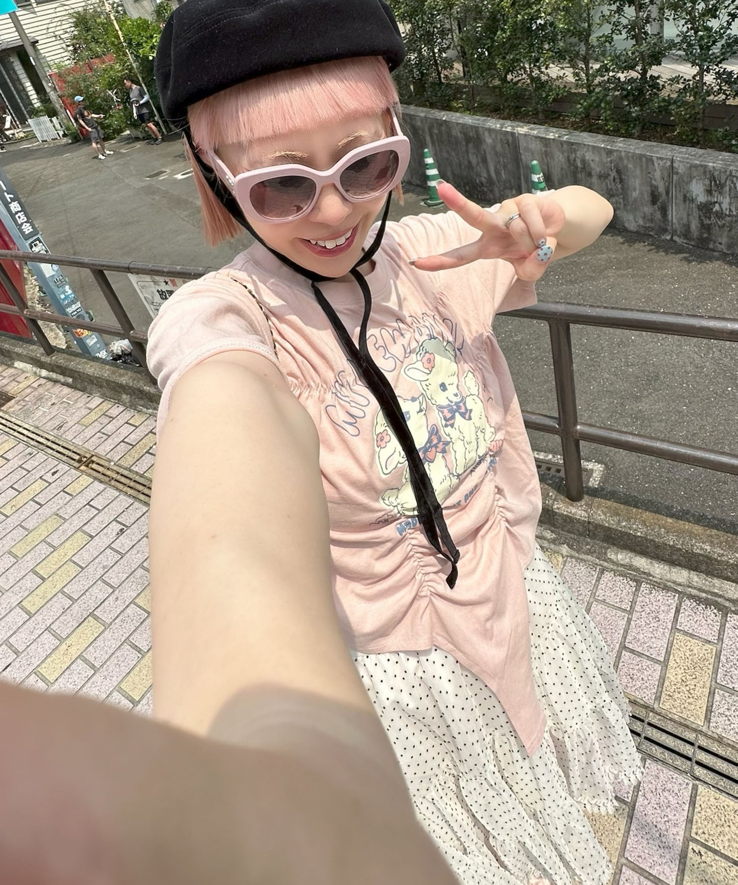ロンパース風子ヤギシャーリングT【ピンク】