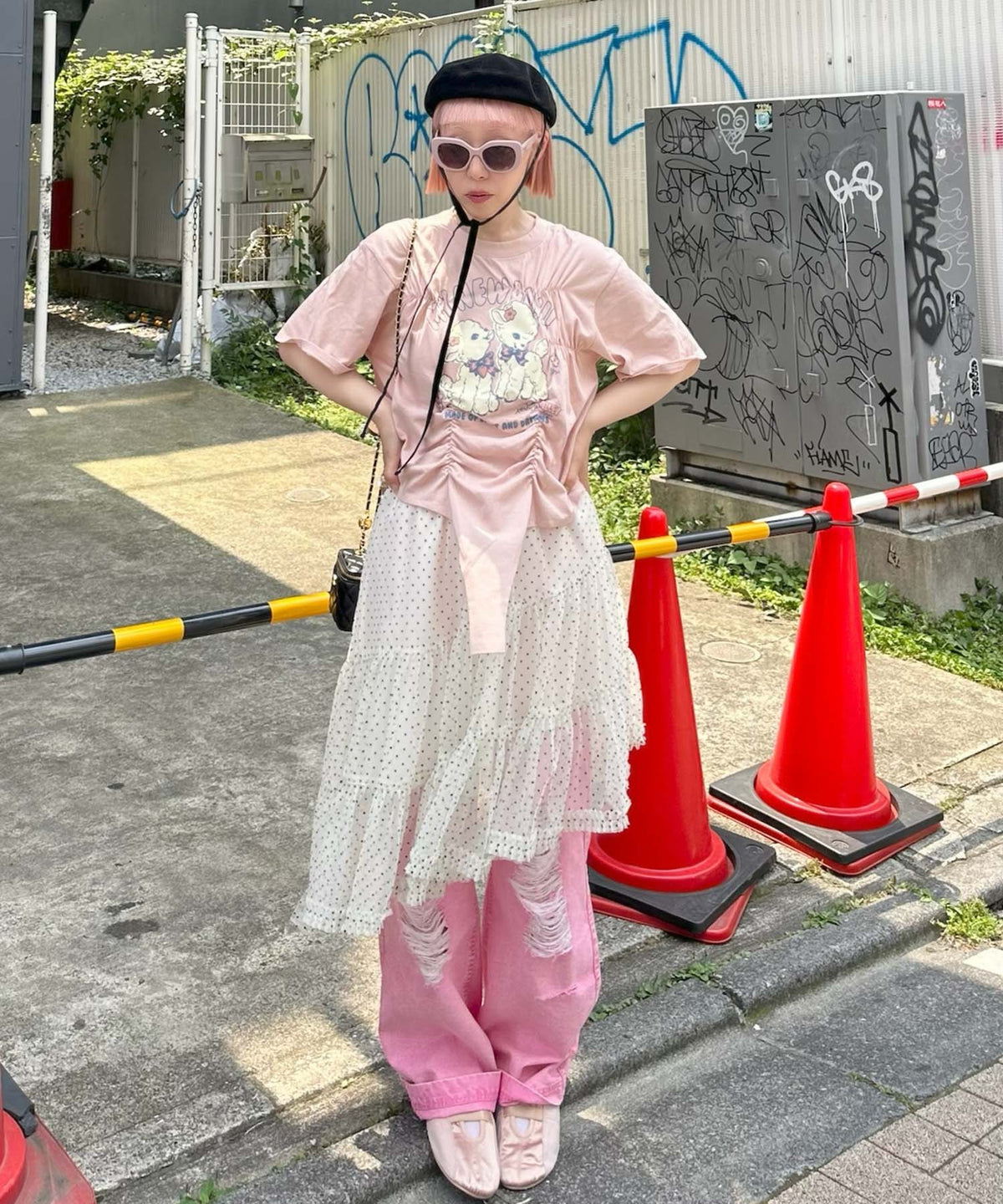 ドットアシメチュールスカート【アイボリー】