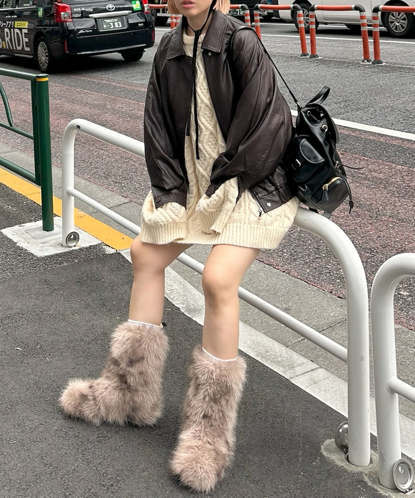 エコレザーBIGブルゾン【ブラウン】