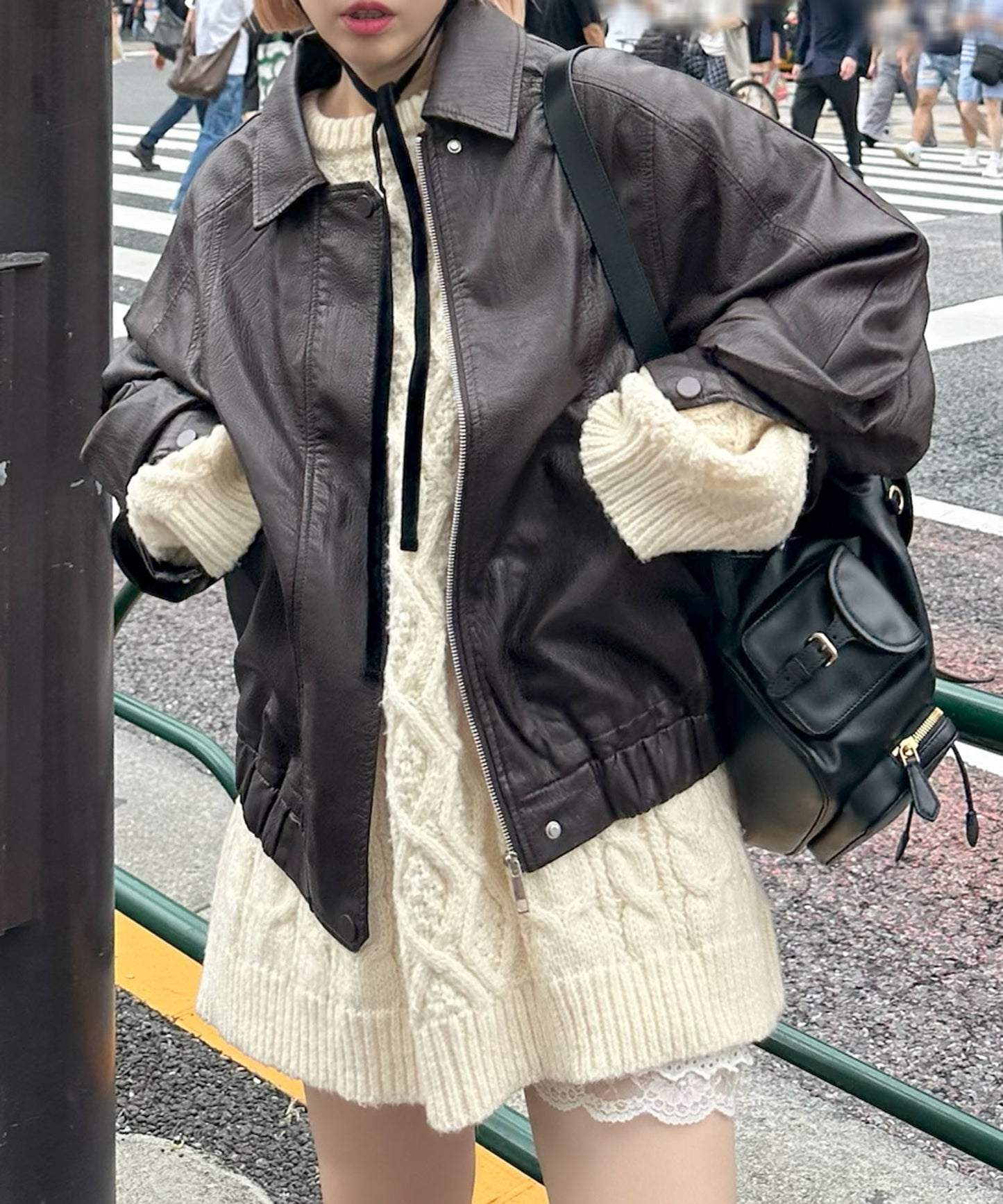 エコレザーBIGブルゾン【ブラウン】