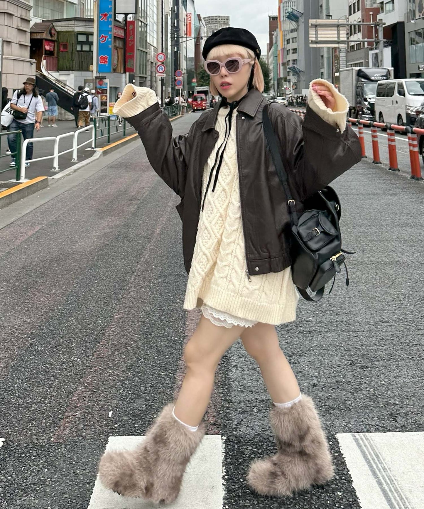 エコレザーBIGブルゾン【ブラウン】