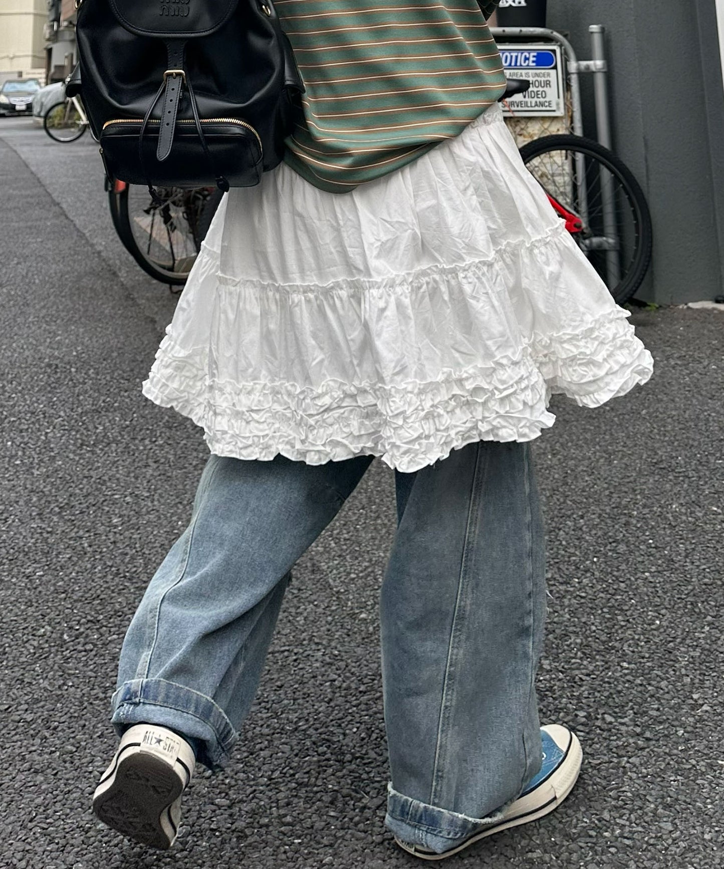 裾フリフリコットンスカート【オフホワイト】