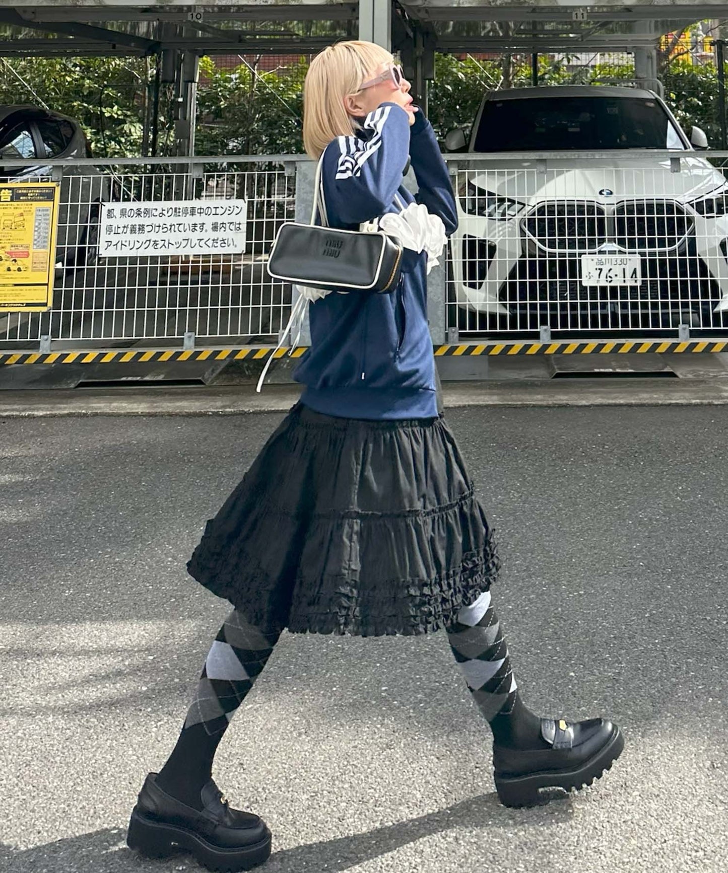 裾フリフリコットンスカート【ブラック】