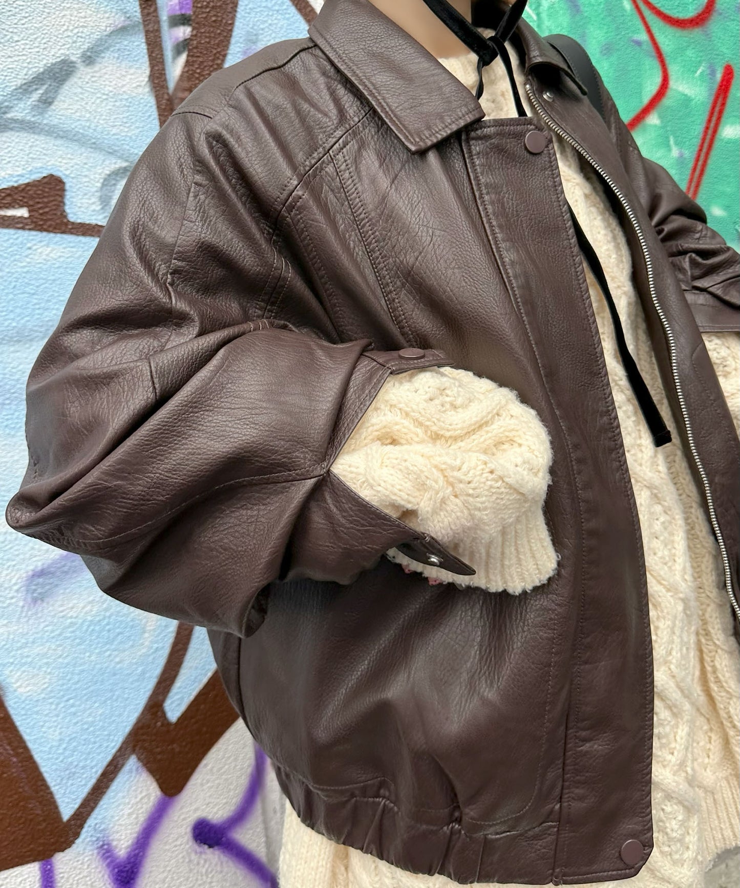 エコレザーBIGブルゾン【ブラウン】