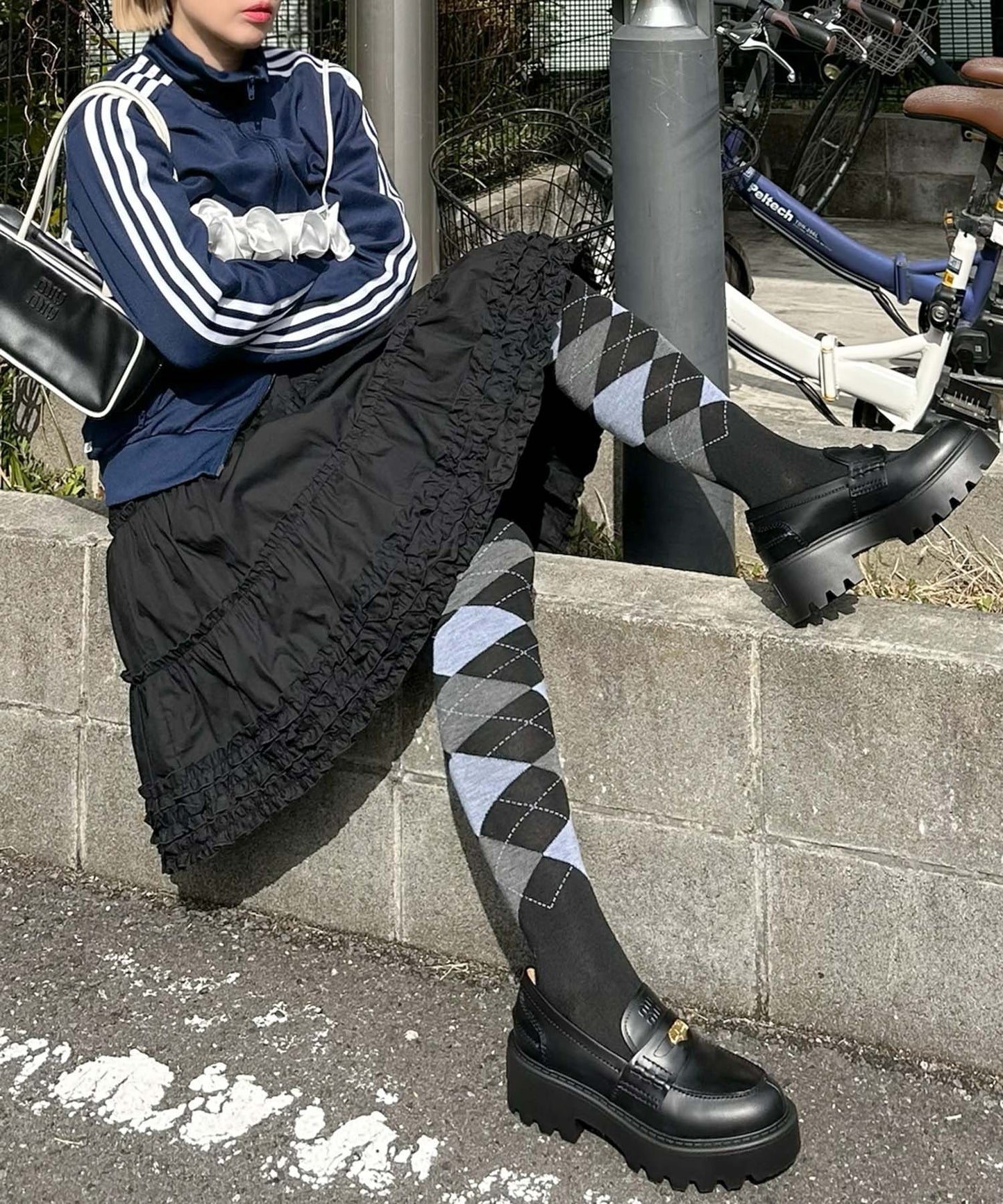 裾フリフリコットンスカート【ブラック】