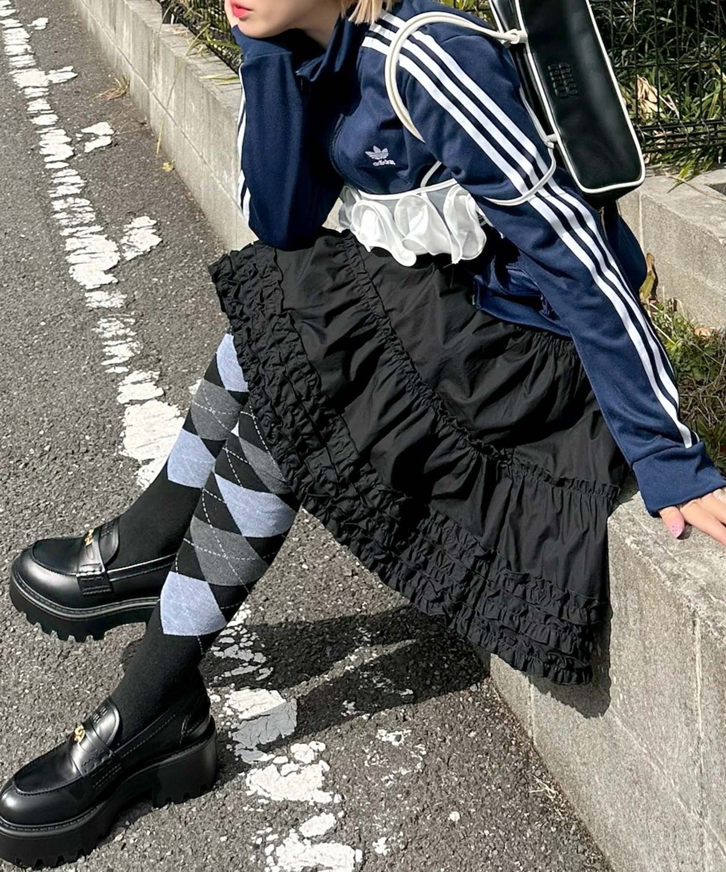 裾フリフリコットンスカート【ブラック】