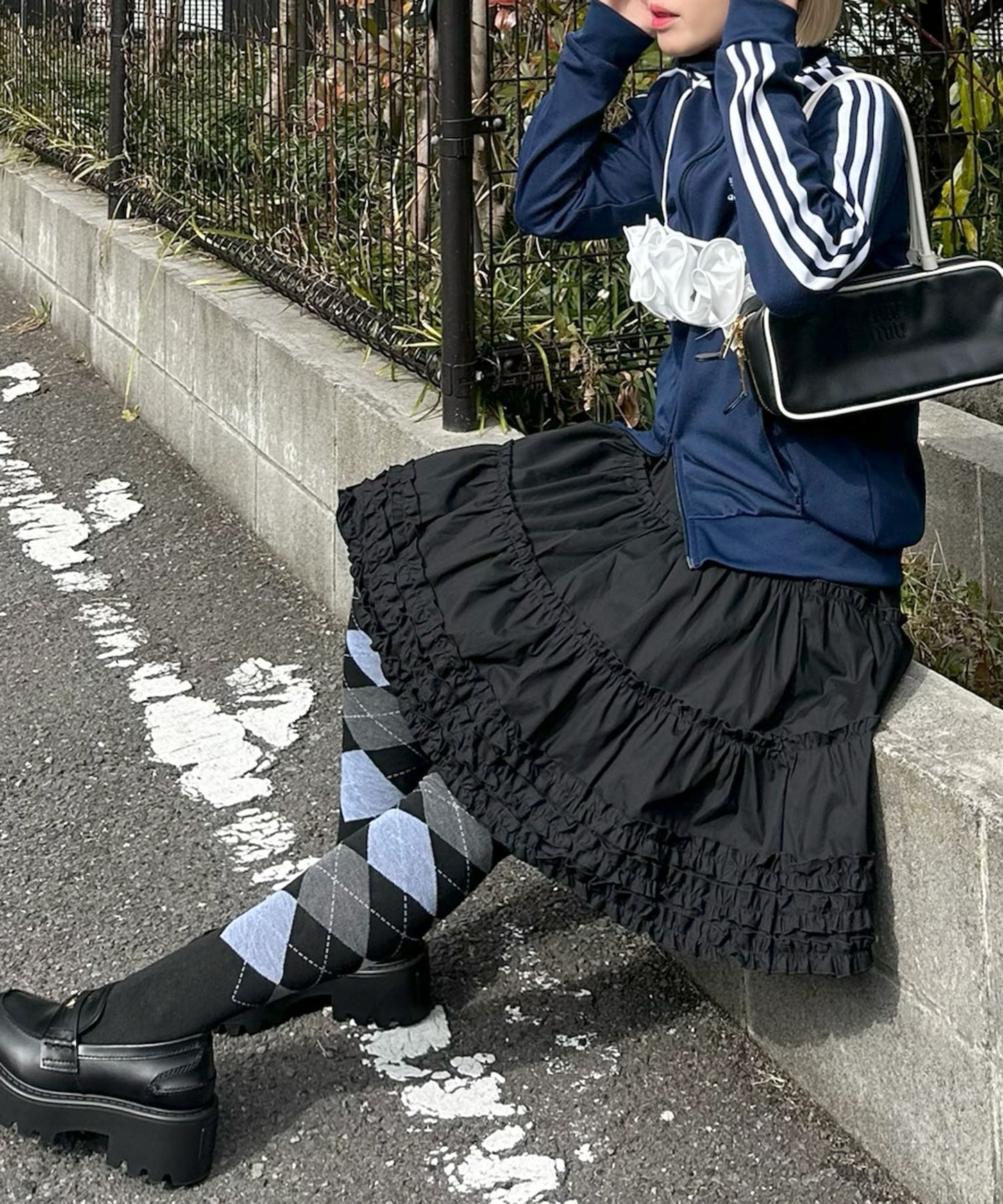 裾フリフリコットンスカート【ブラック】