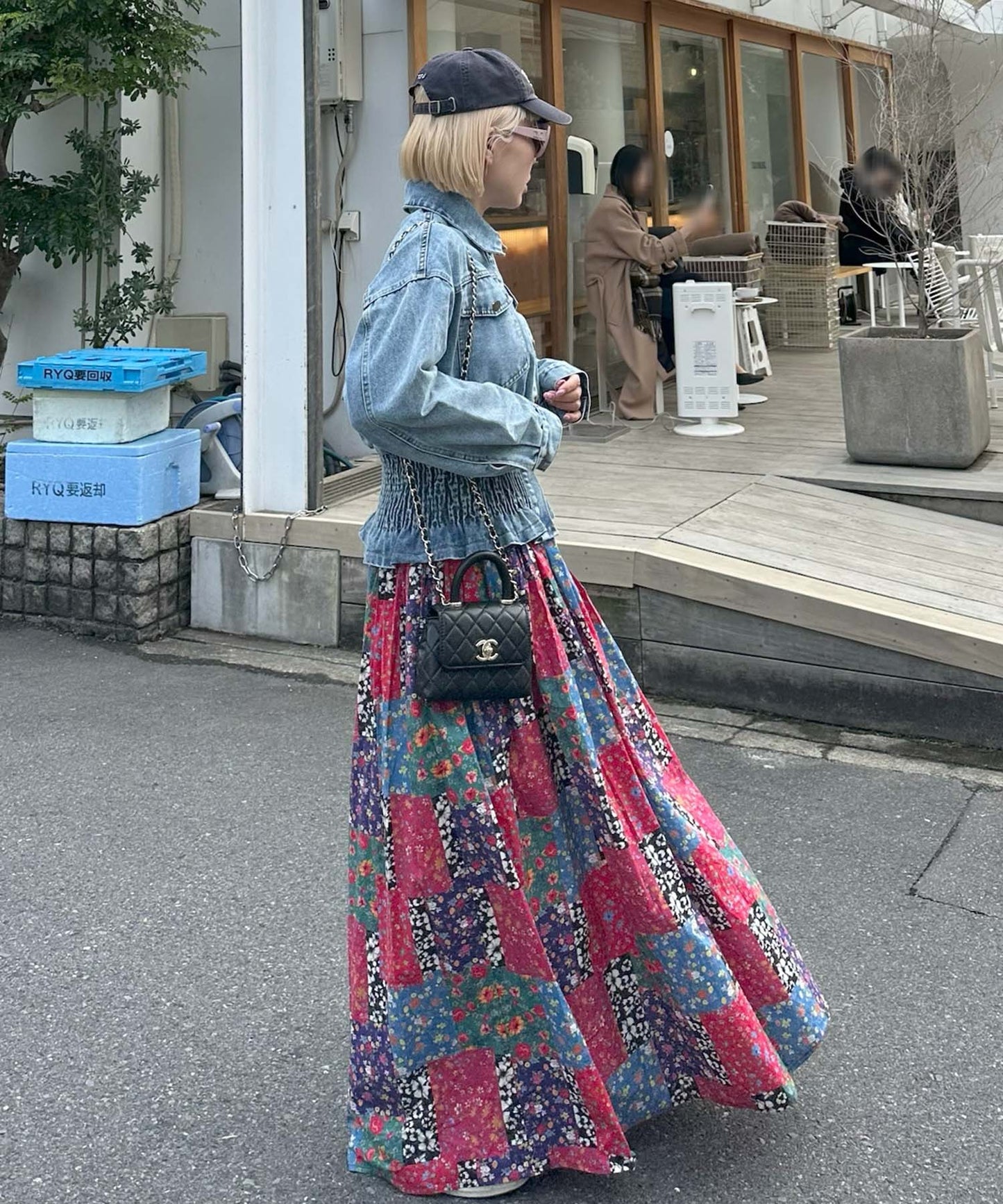 古着っぽケミカルデニムブルゾン【ブルー】