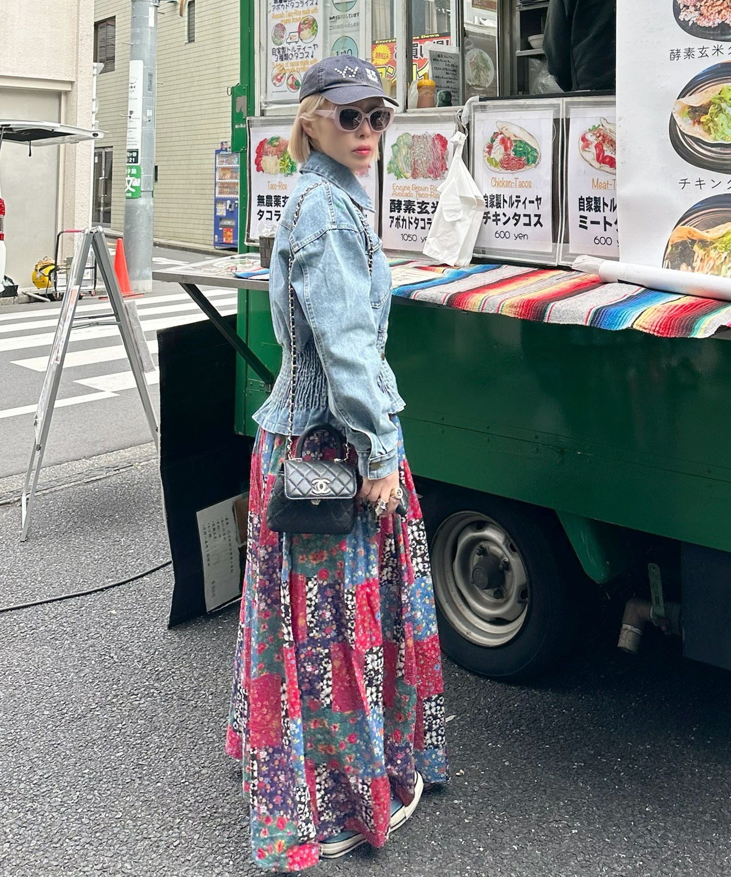 古着っぽケミカルデニムブルゾン【ブルー】