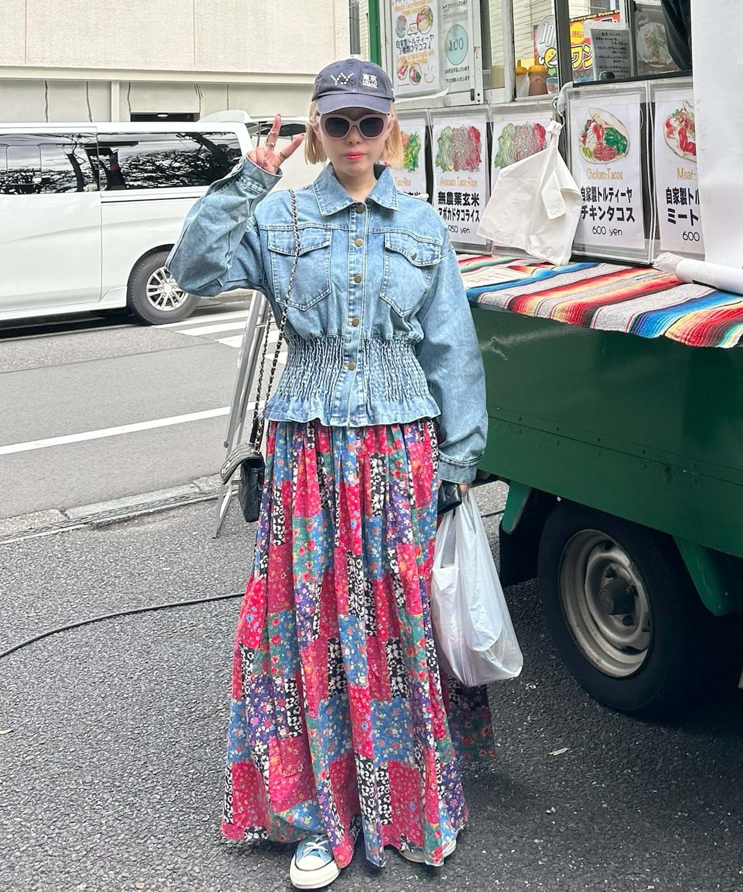 古着っぽケミカルデニムブルゾン【ブルー】