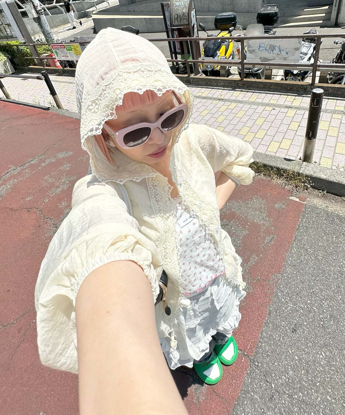 レースフードシアーシャツ【イエロー】
