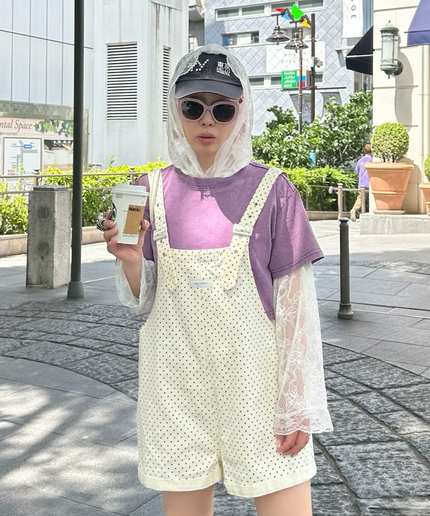 ウォッシュ加工ショートBig T【ラベンダー】