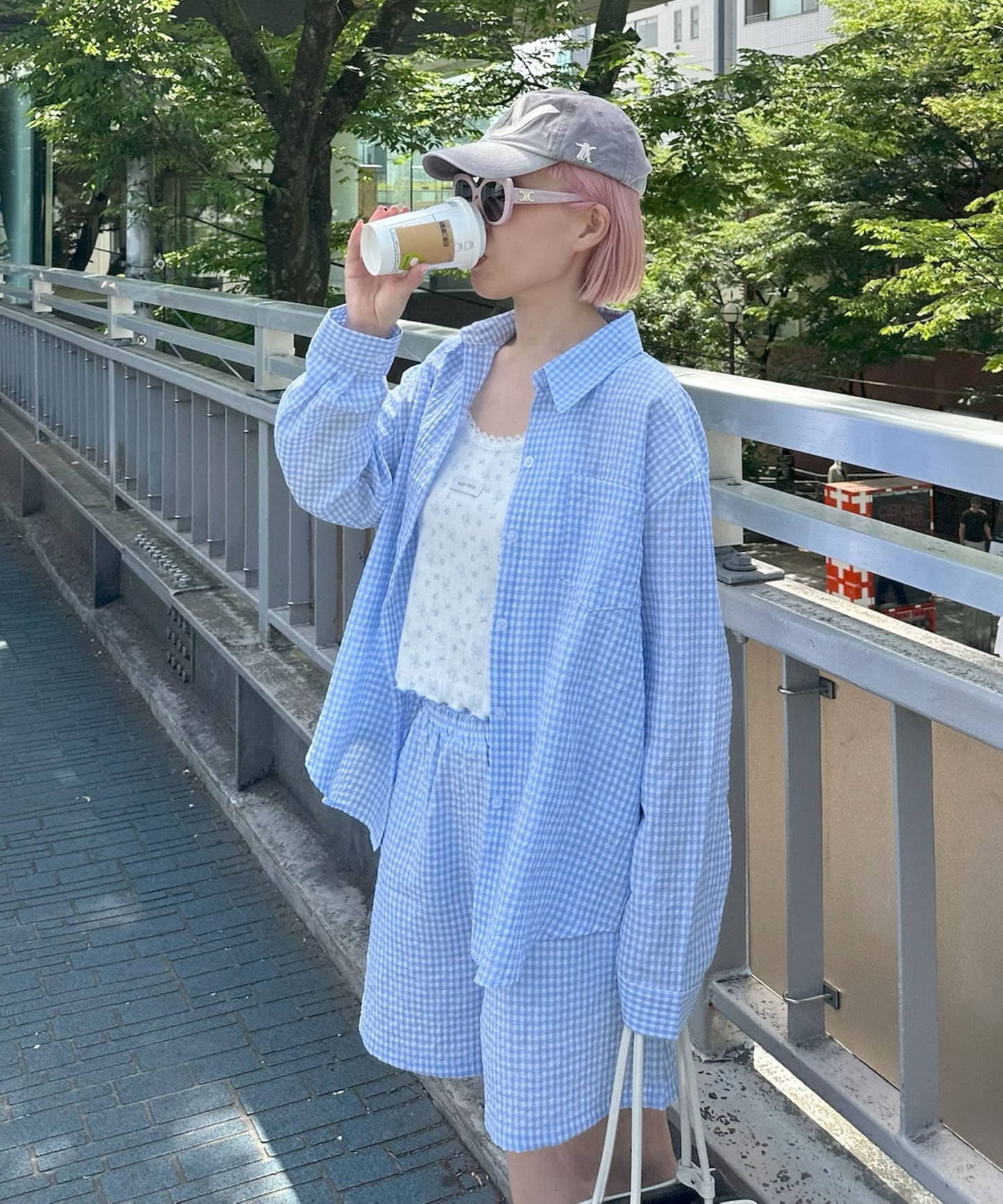 ラフなシャツ＆ショーパンセット【サックスブルー系その他】