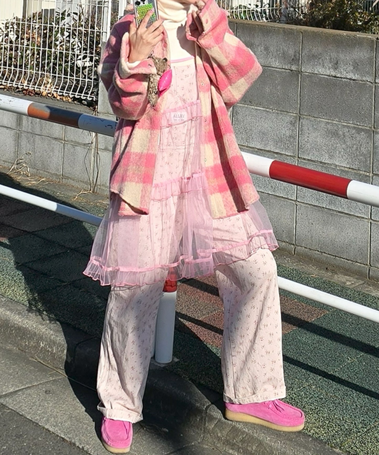 フリルティアードキャミワンピミニ【ピンク】