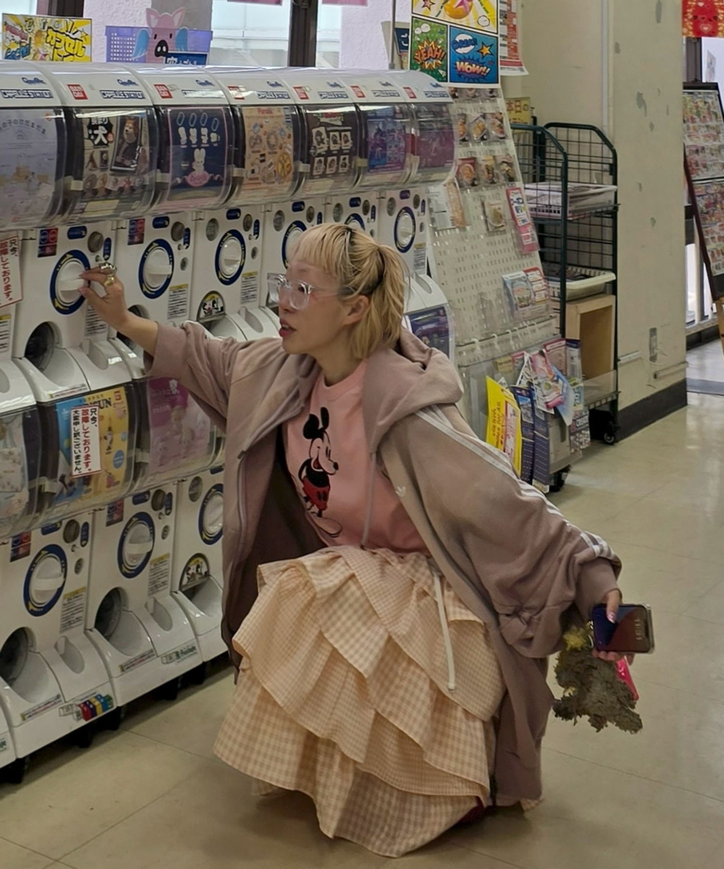 ティアードギンガムボリュームスカート【ピンク】