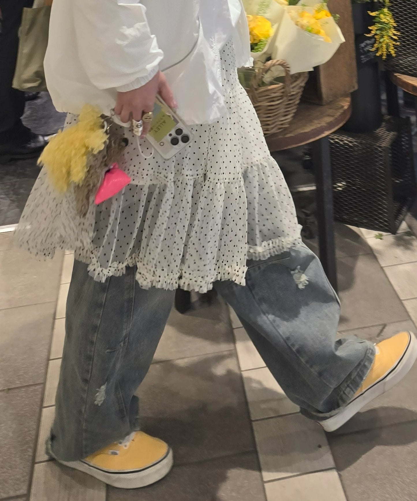 ドットアシメチュールスカート【アイボリー】