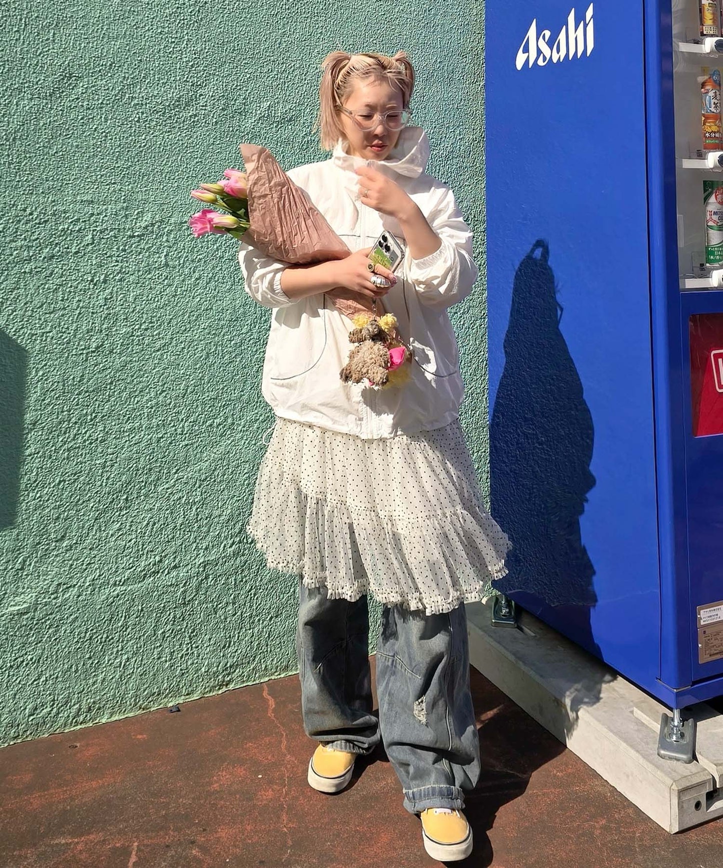 ドットアシメチュールスカート【アイボリー】