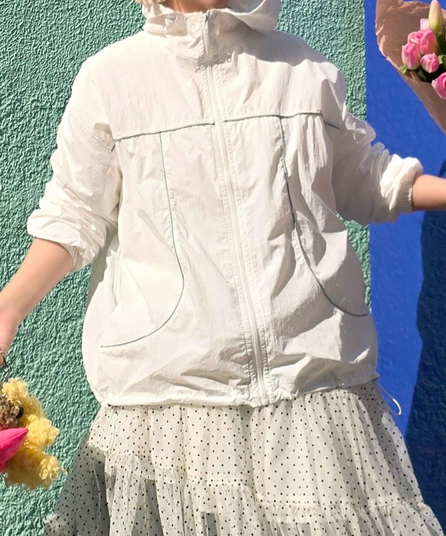 シャカシャカスポーツブルゾン【オフホワイト】