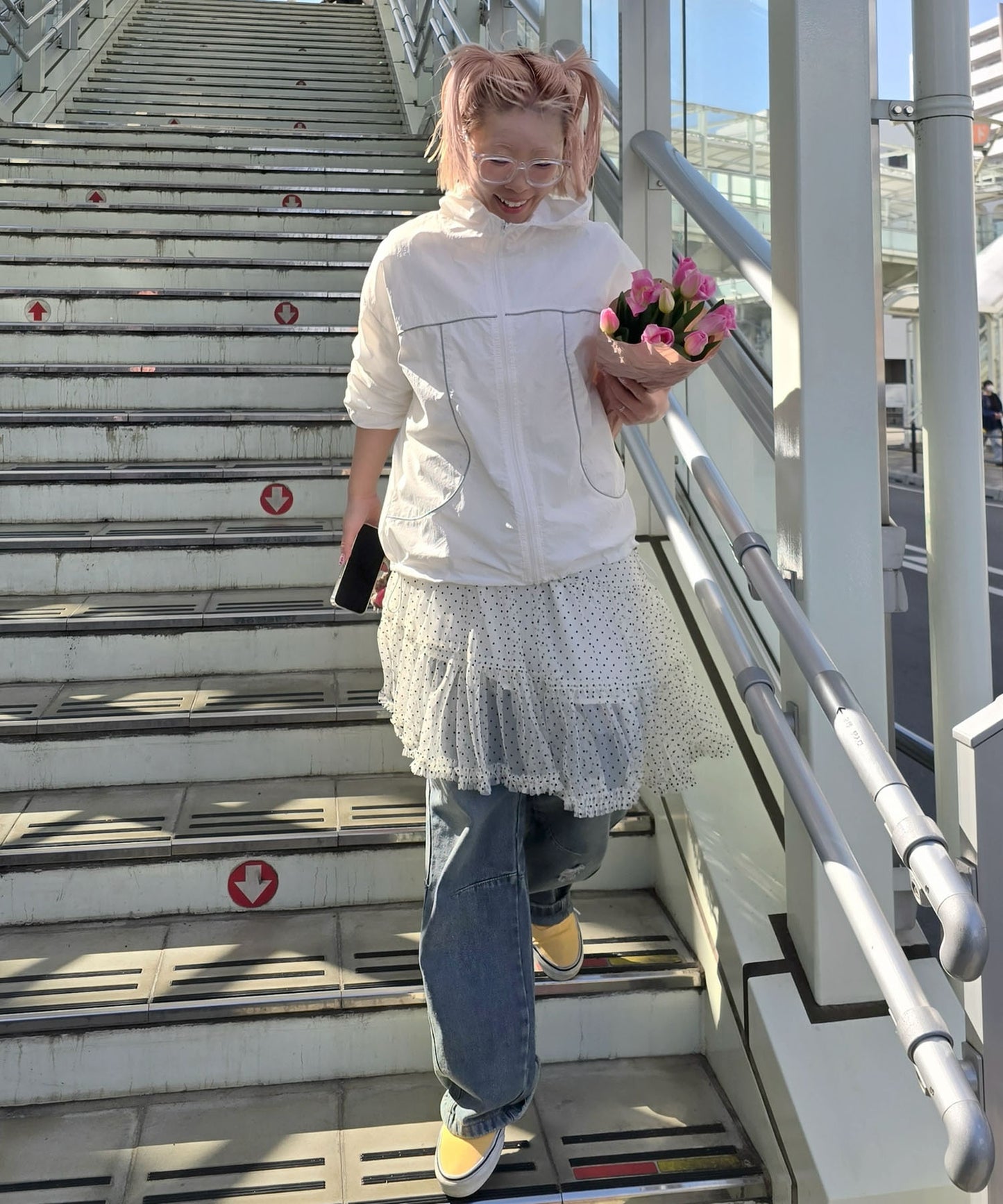 ドットアシメチュールスカート【アイボリー】