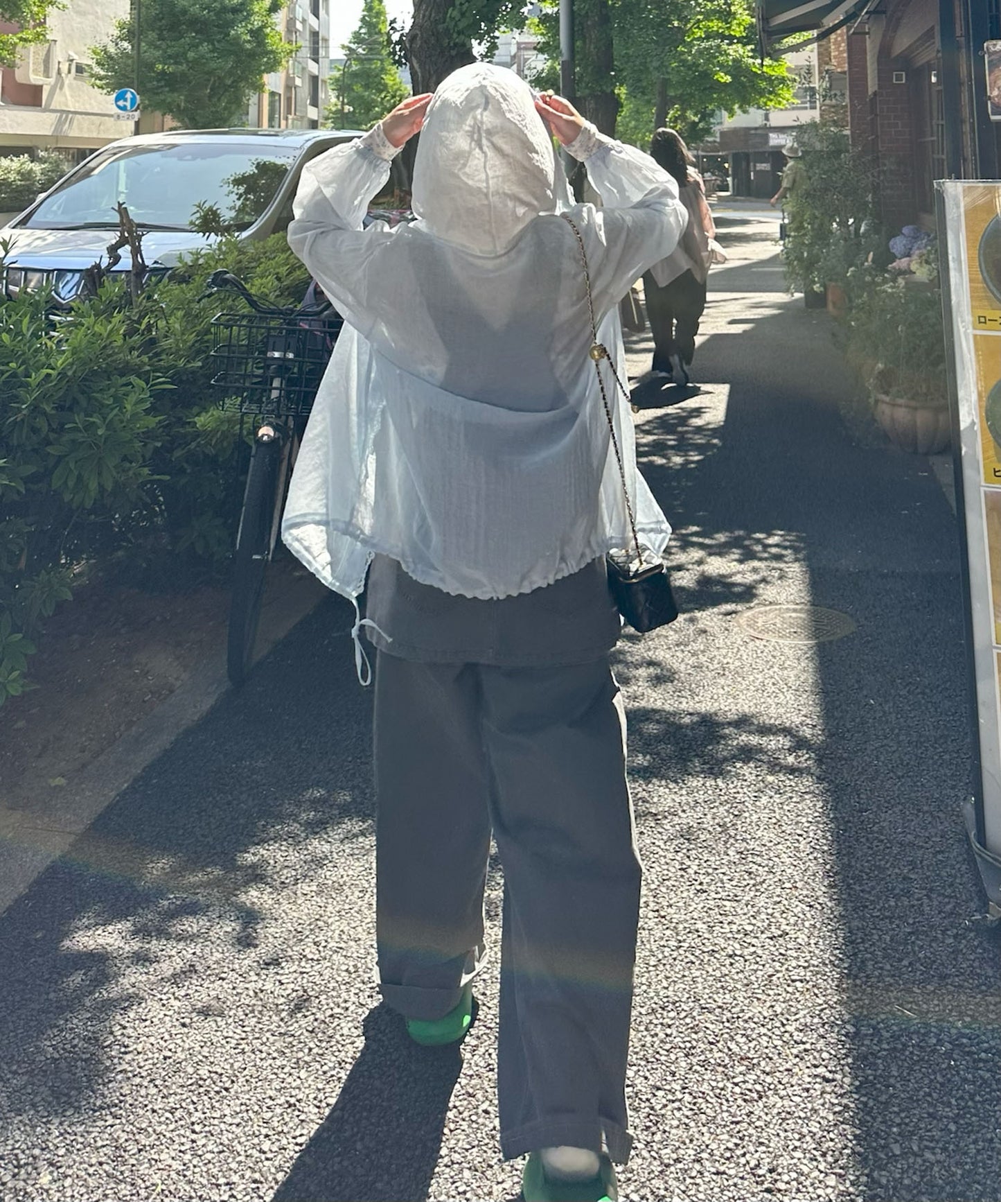 レースフードシアーシャツ【サックスブルー】