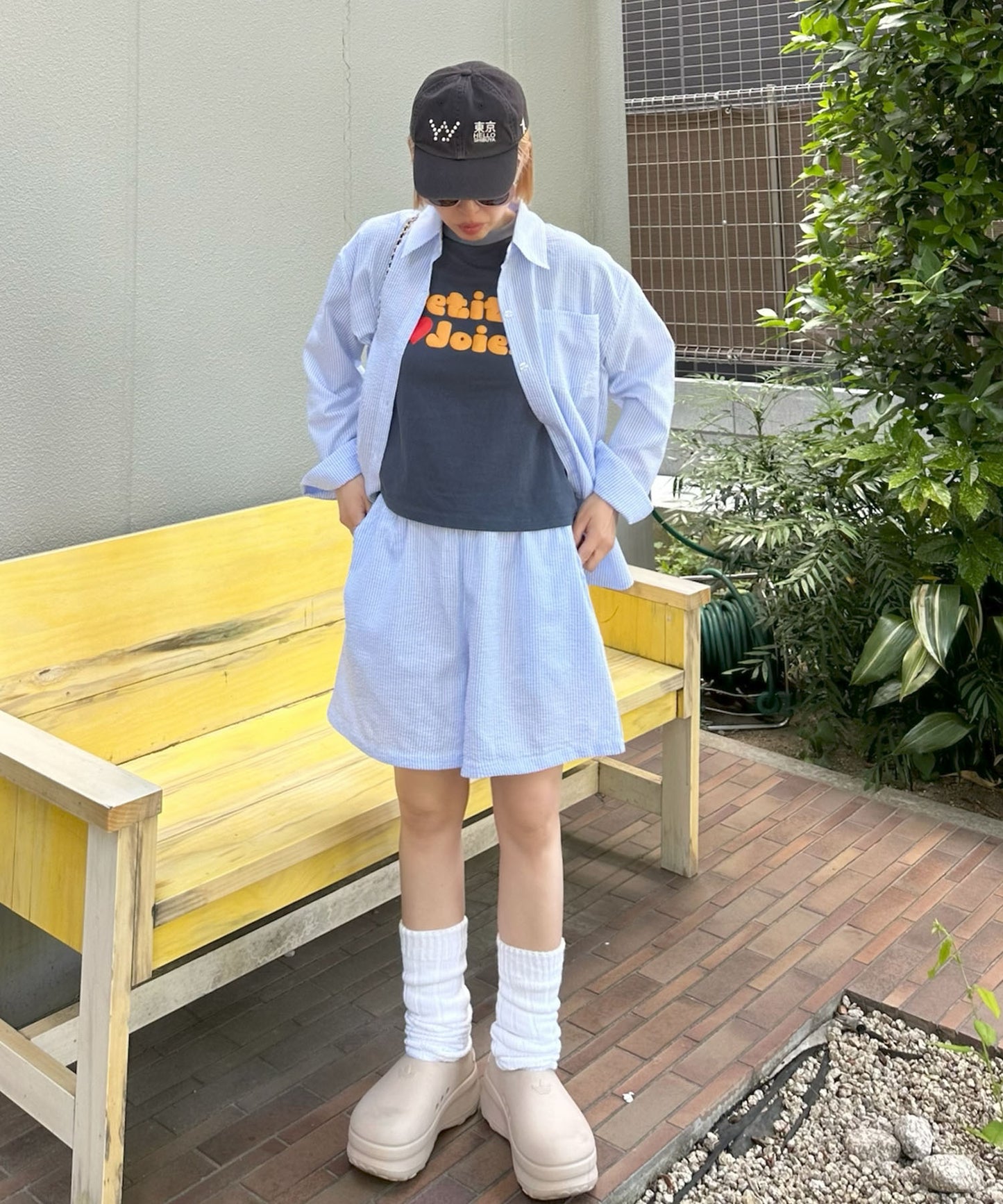 ラフなシャツ＆ショーパンセット【サックスブルー】