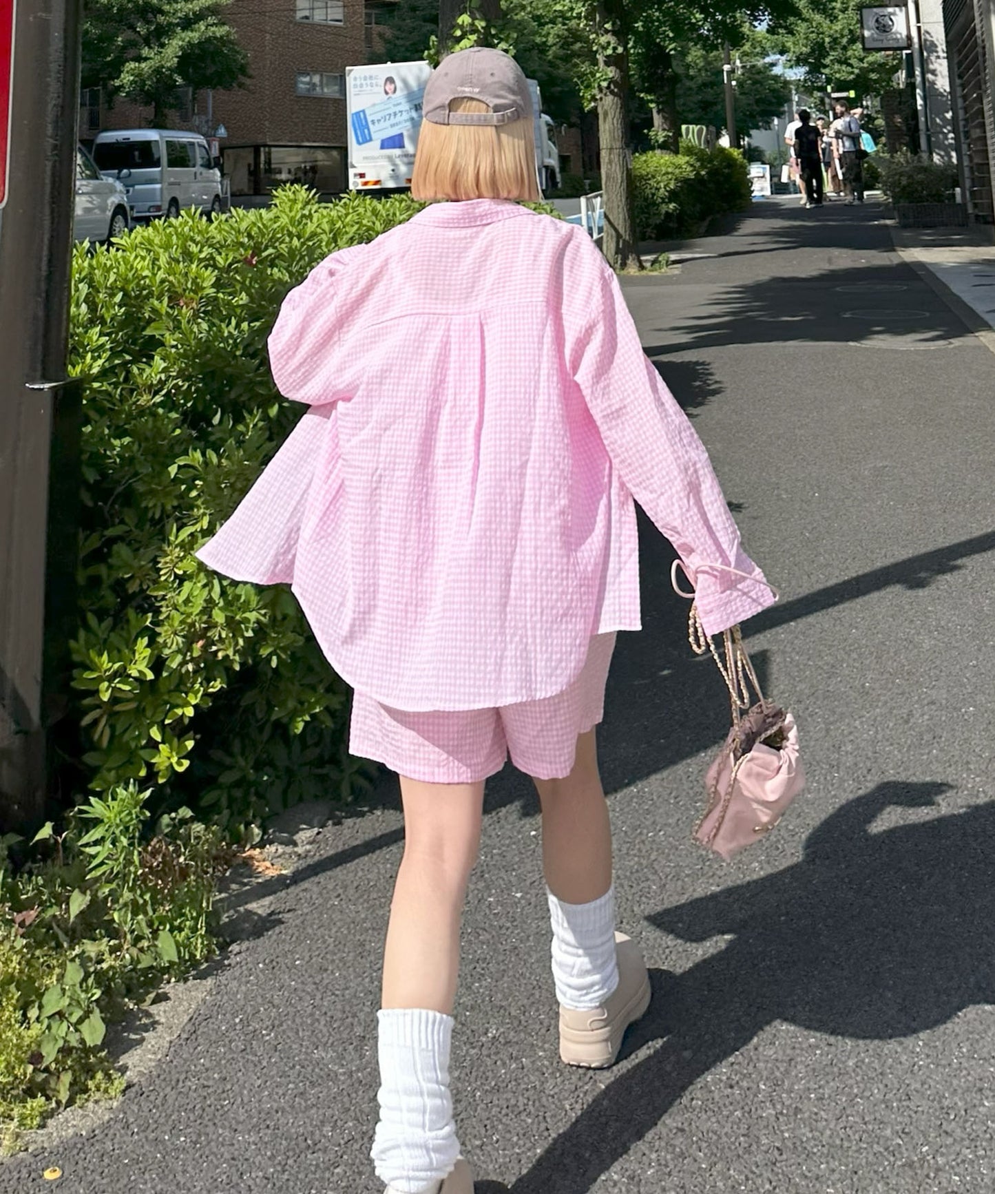 ラフなシャツ＆ショーパンセット【ピンク系その他】