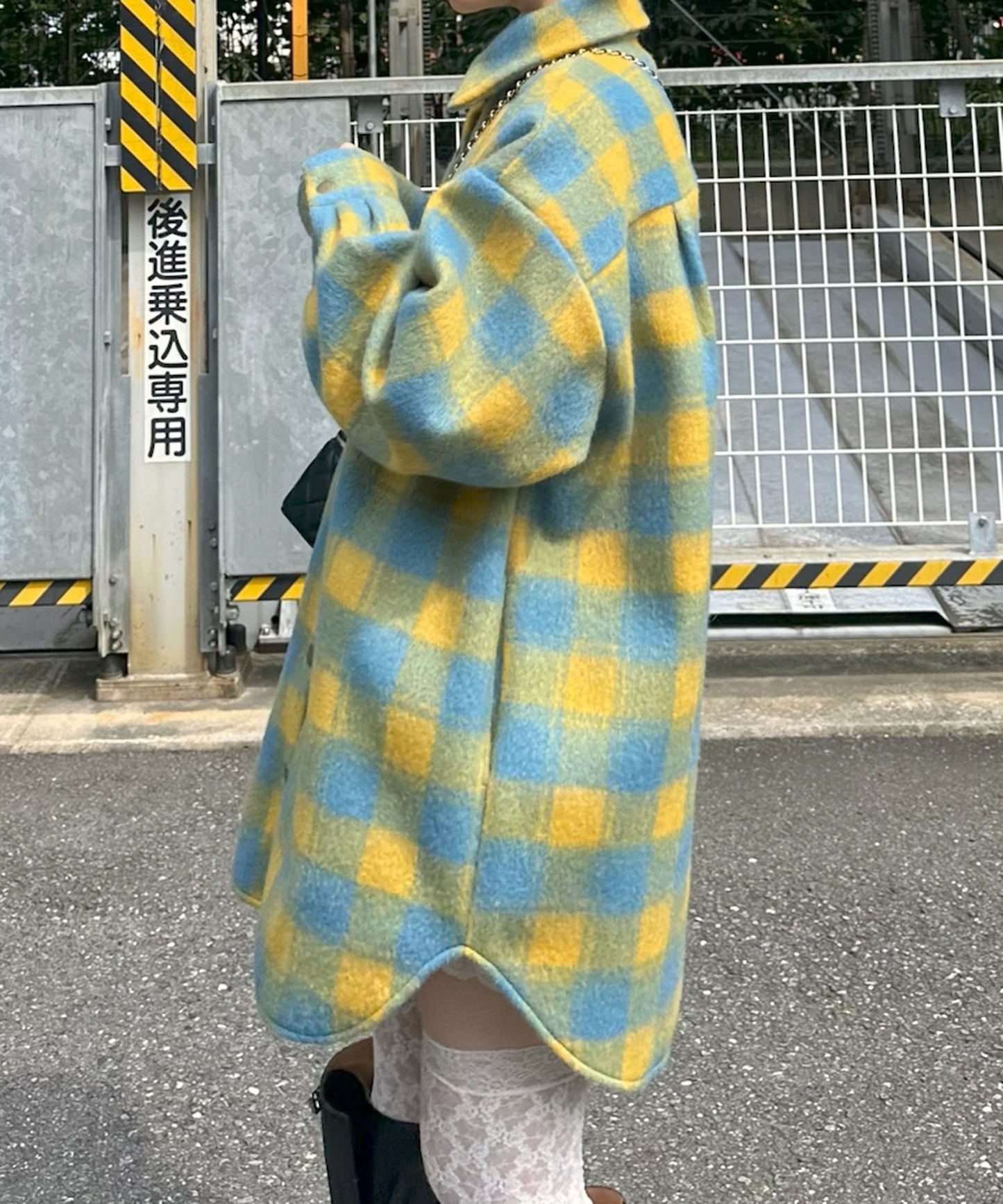 起毛チェックBIGシャツブルゾン【イエロー】