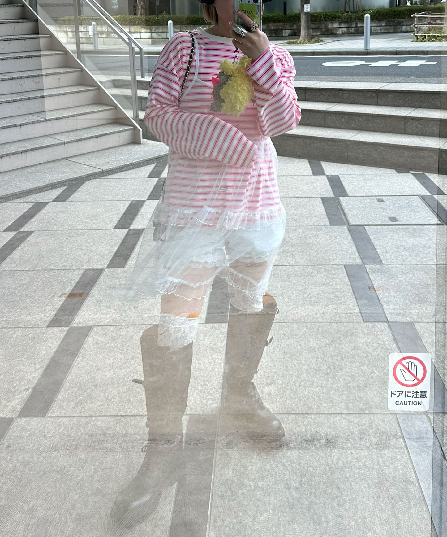 ボーダーBigロンT【ピンク】