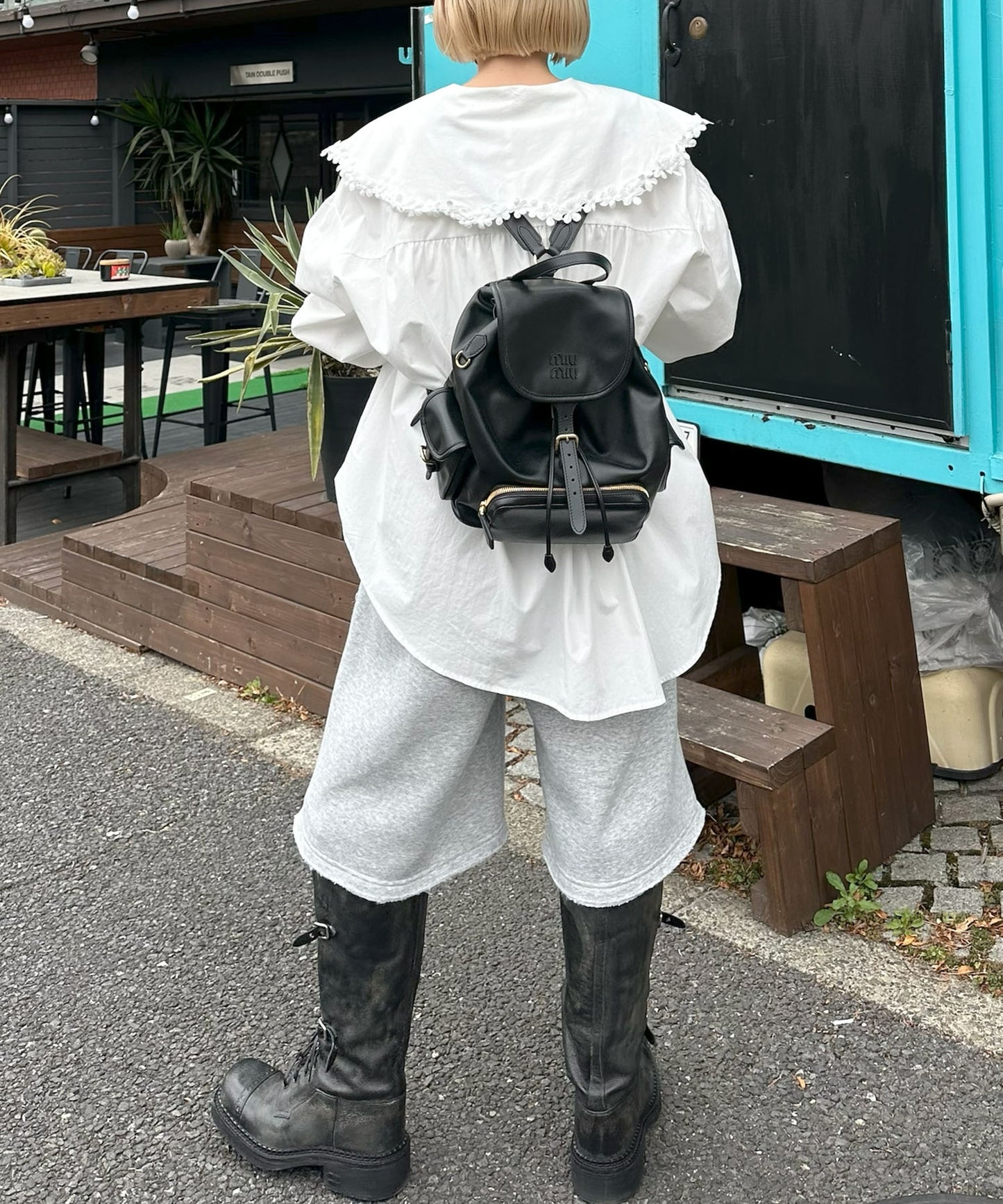 お花モチーフBig衿ブラウス【オフホワイト】