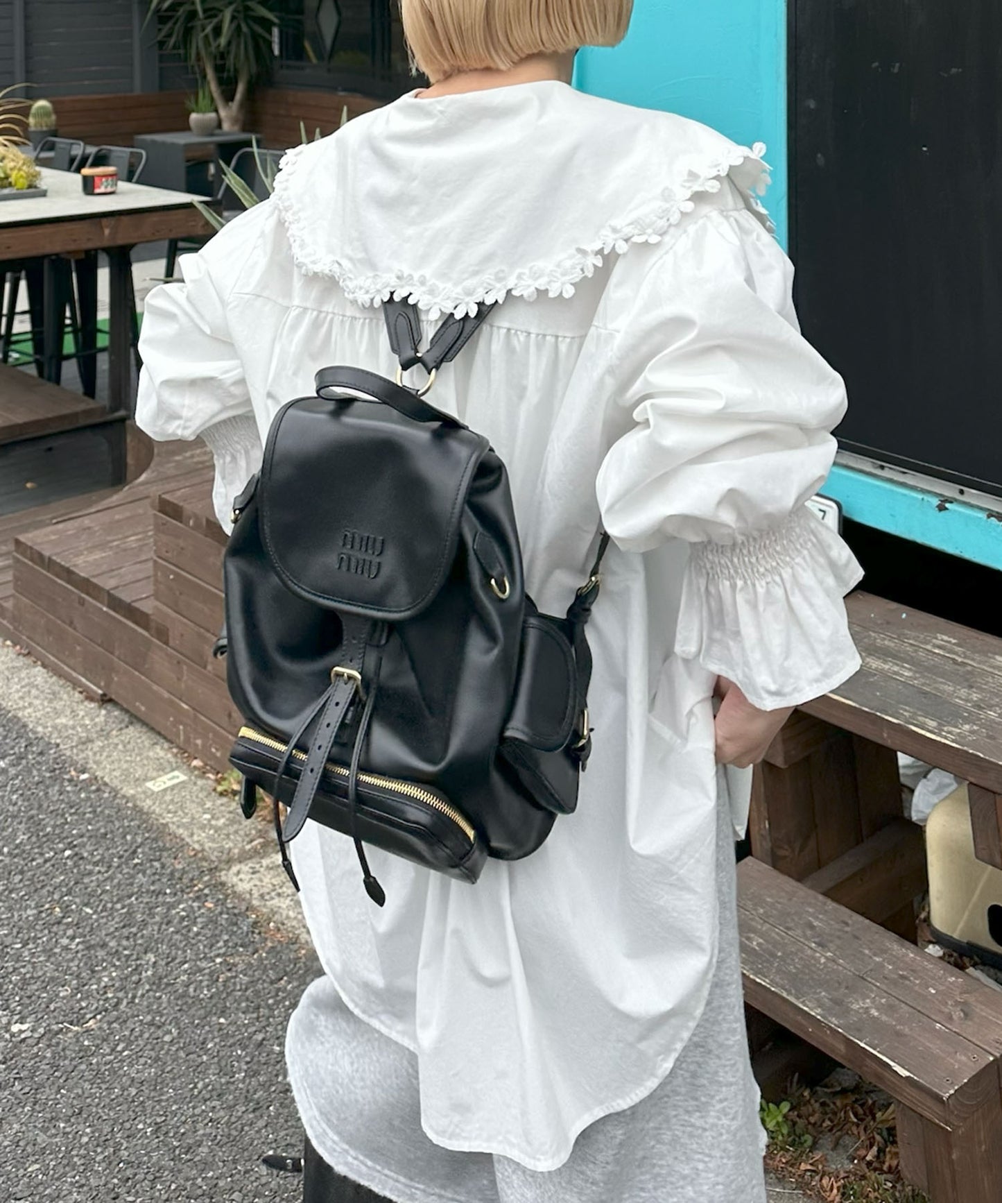 お花モチーフBig衿ブラウス【オフホワイト】