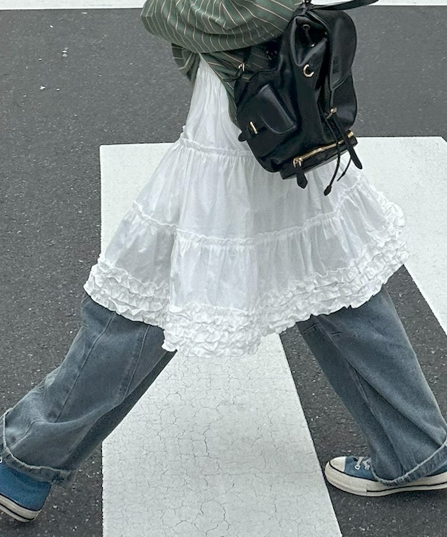 裾フリフリコットンスカート【オフホワイト】