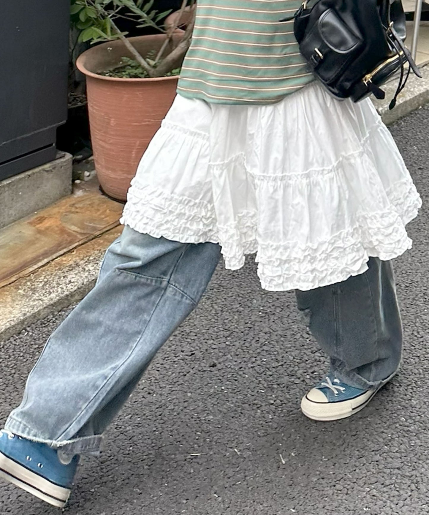 裾フリフリコットンスカート【オフホワイト】