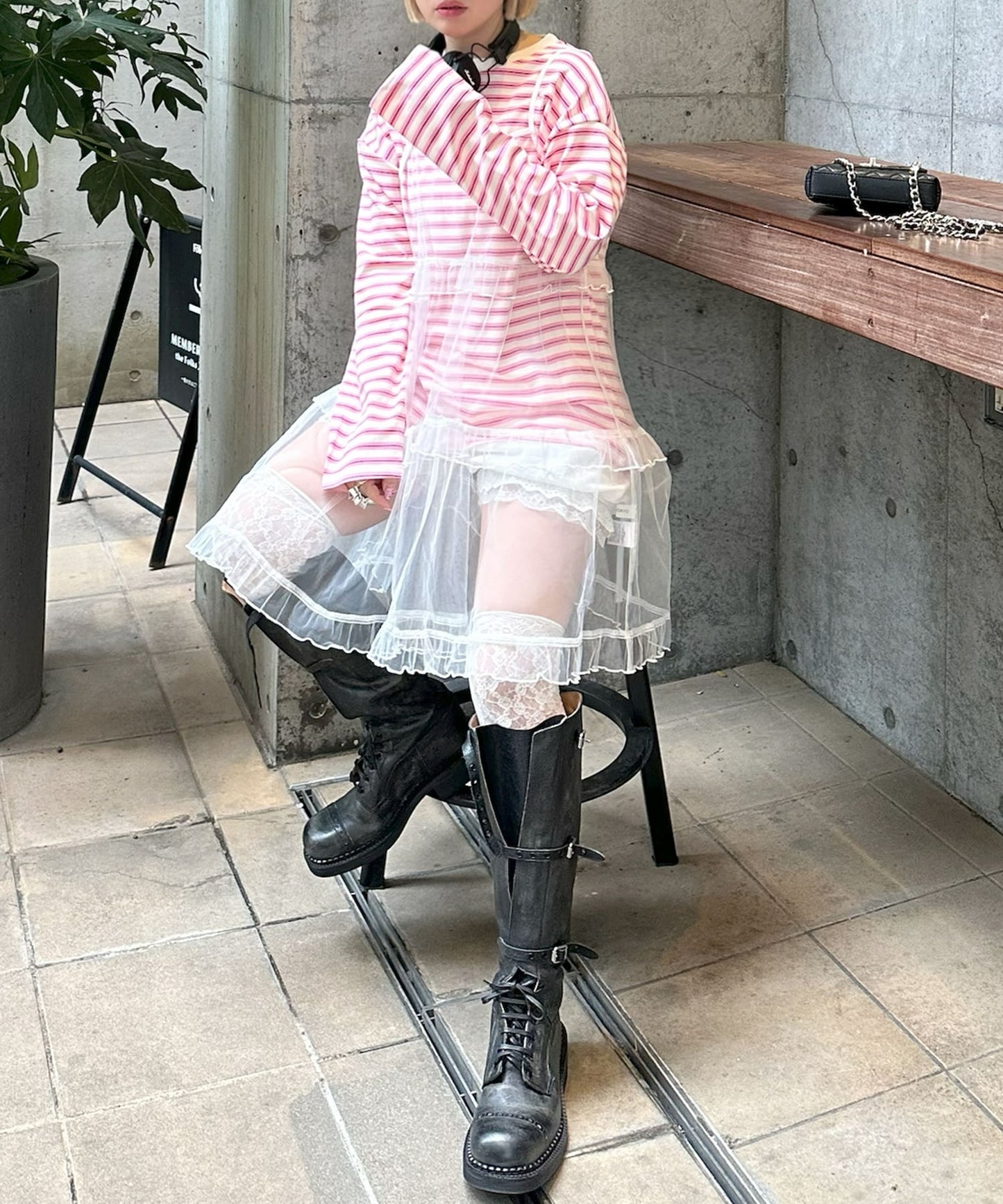 ボーダーBigロンT【ピンク】