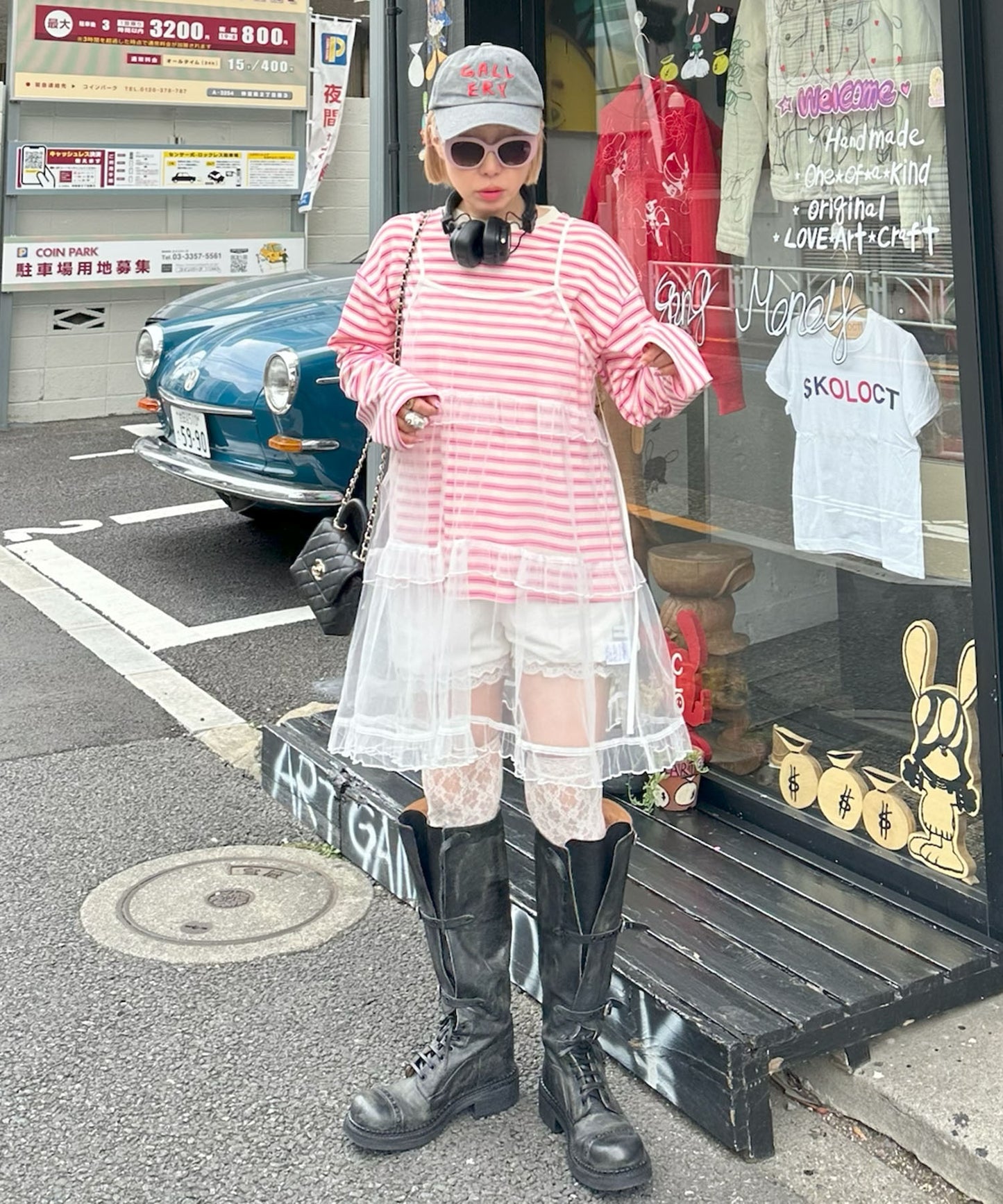 ボーダーBigロンT【ピンク】