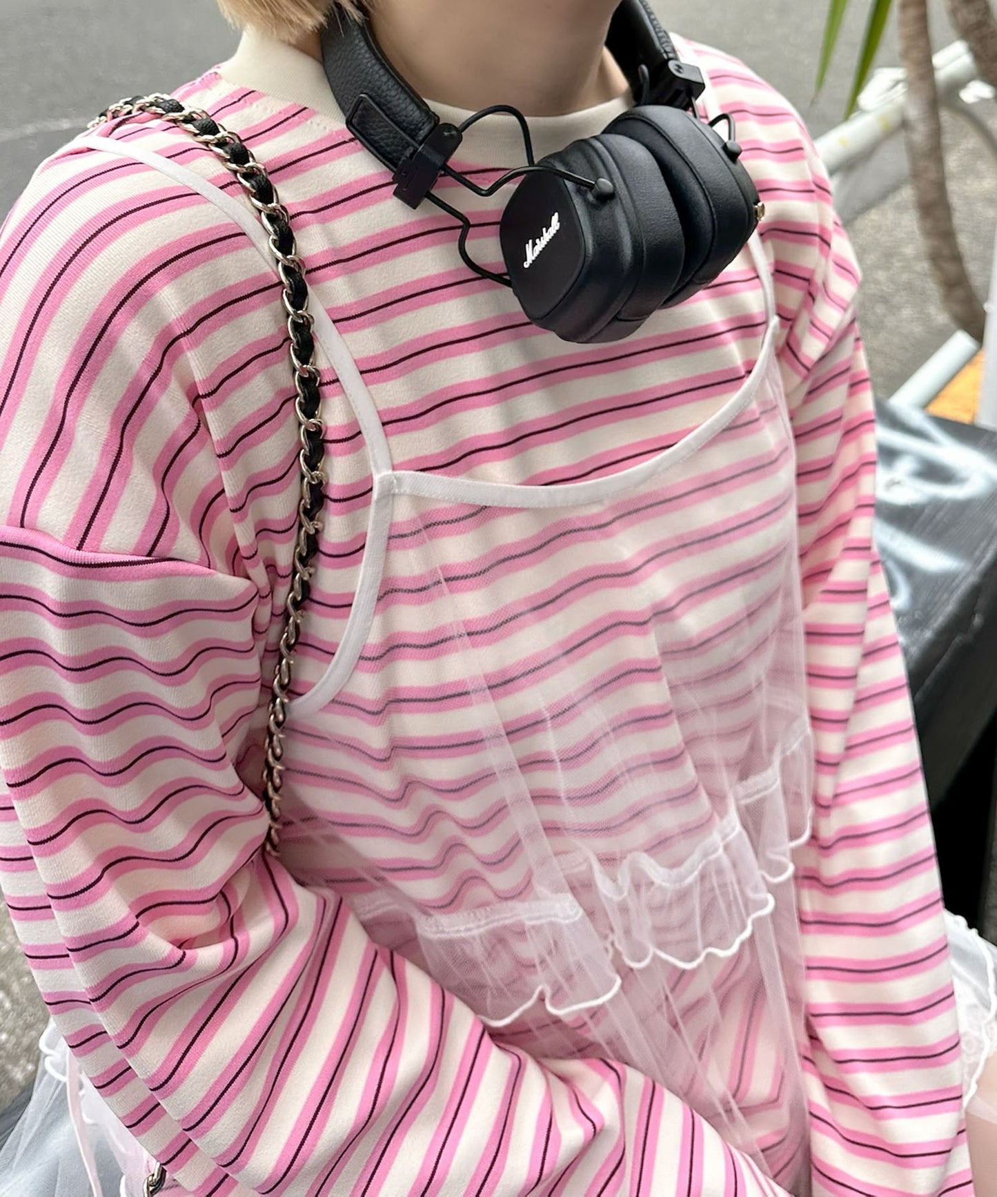 ボーダーBigロンT【ピンク】