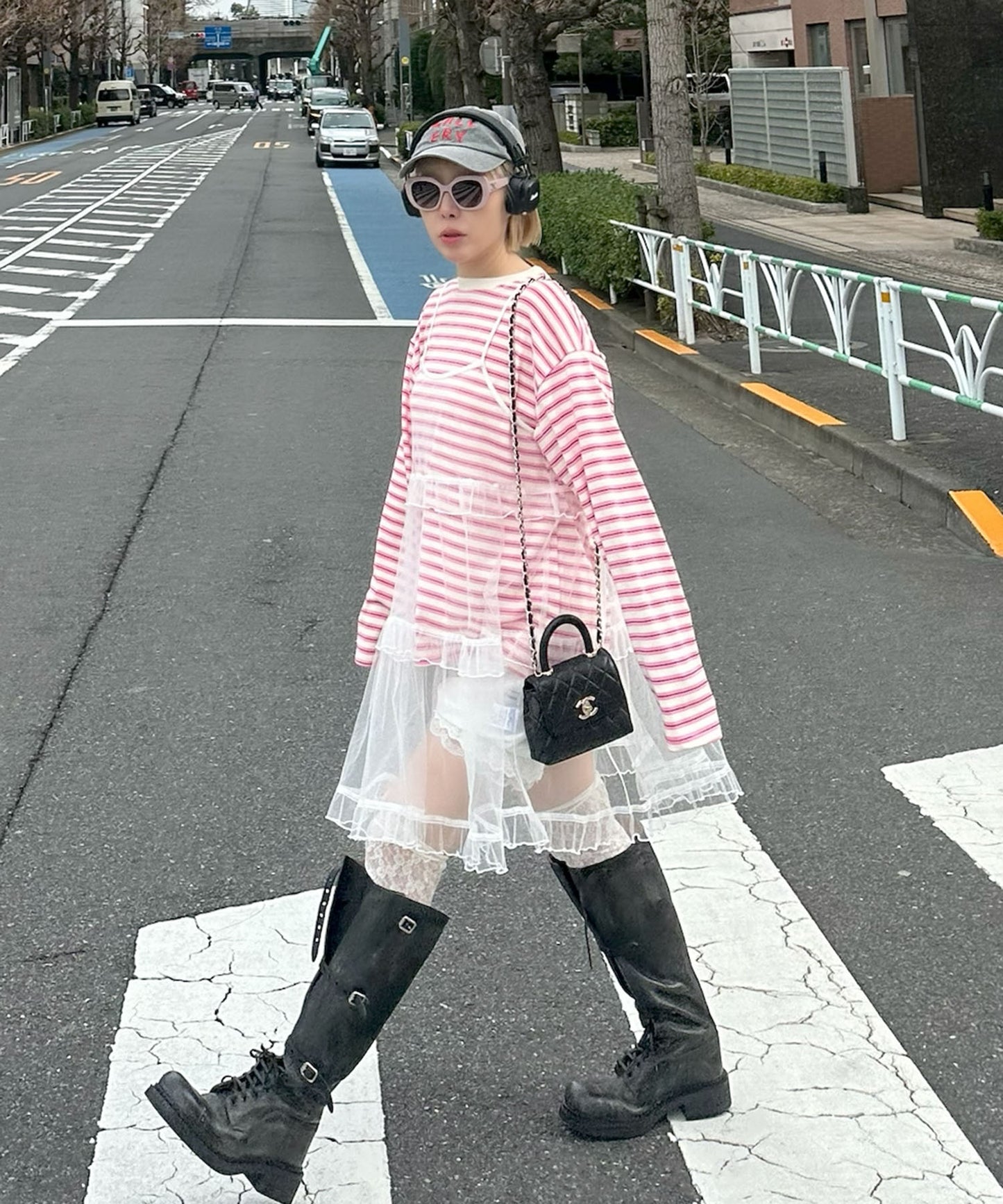 ボーダーBigロンT【ピンク】